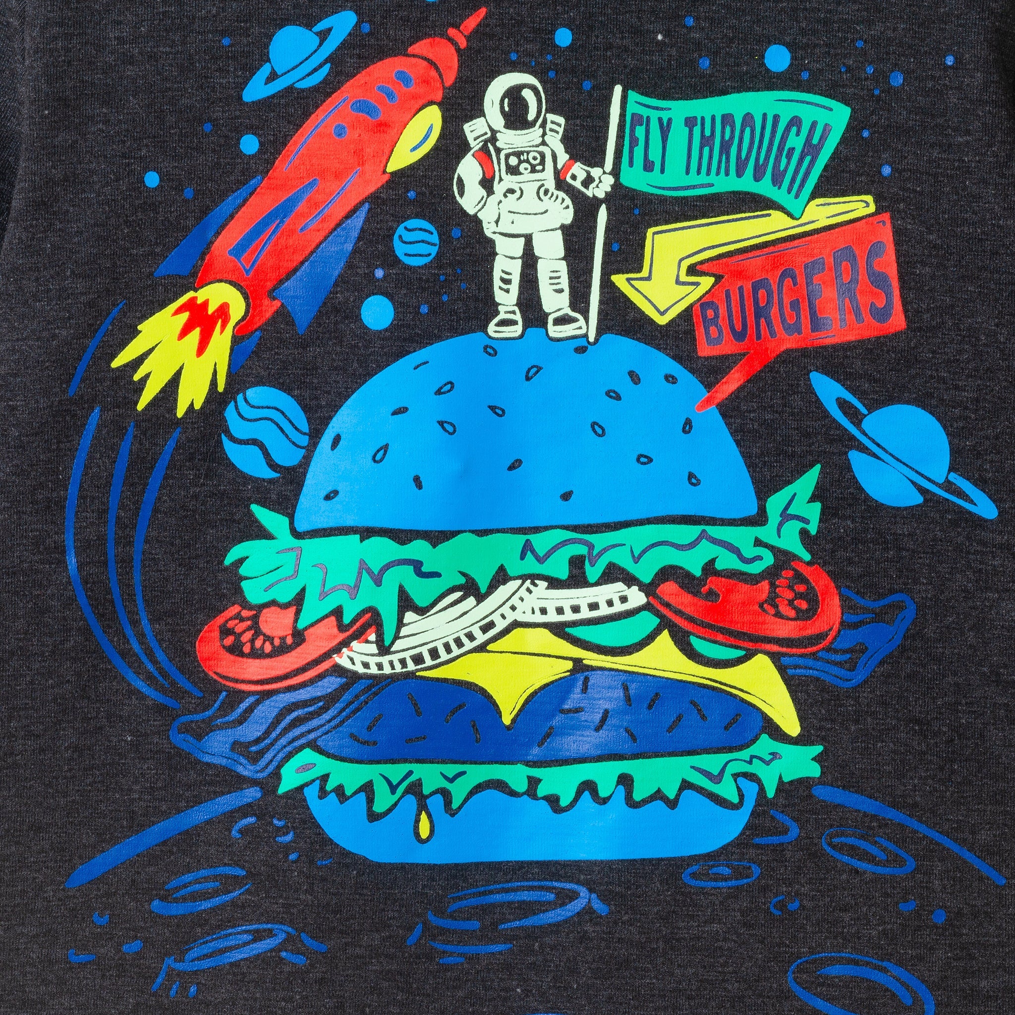 Kids Long Sleeve Graphic Tee | Space Burger