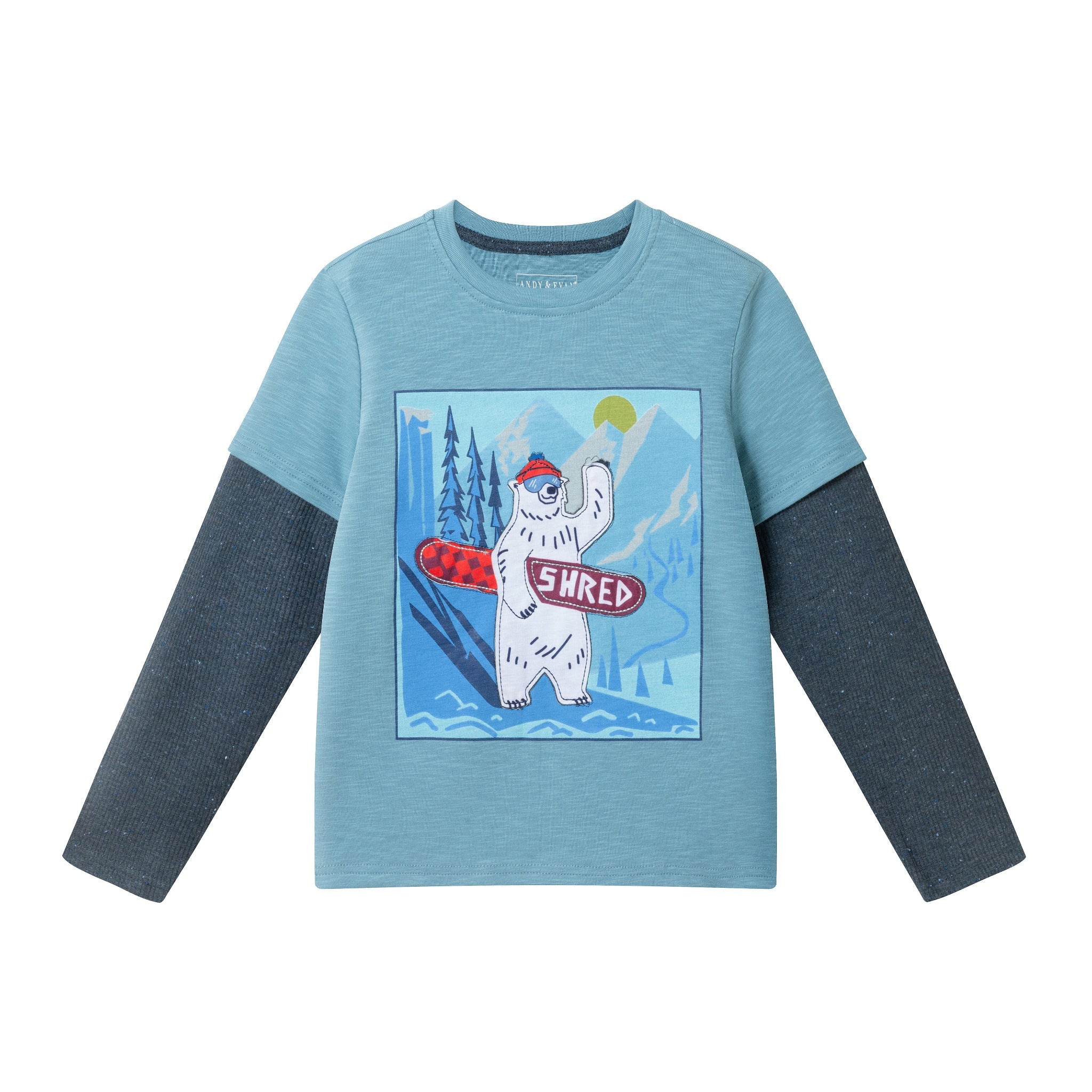 Kids Long Sleeve Graphic Tee | Shredding Bear