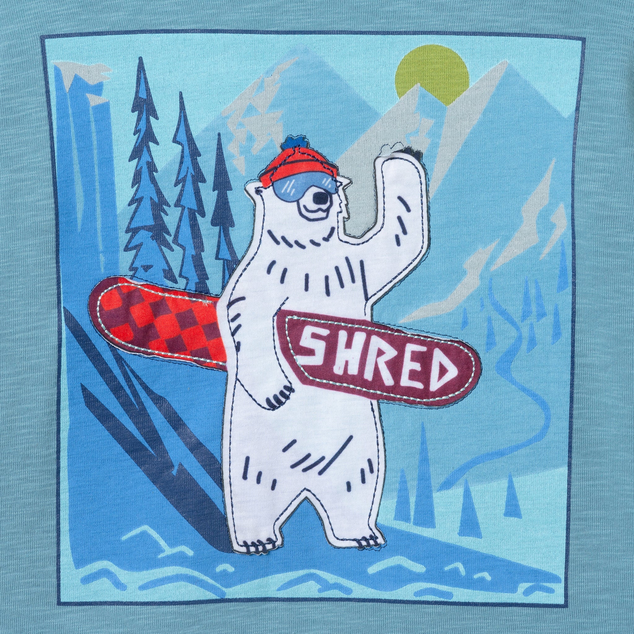 Kids Long Sleeve Graphic Tee | Shredding Bear