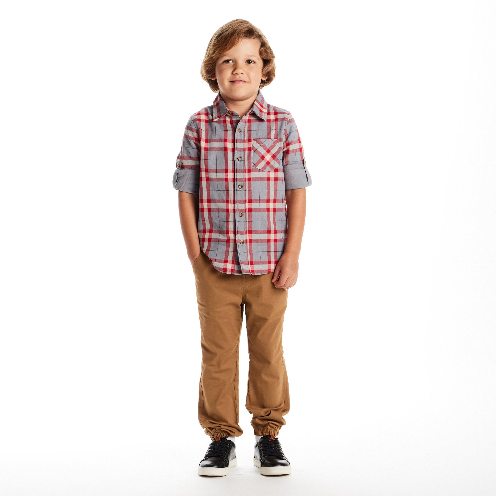 Kids Plaid Flannel Buttondown | Red Plaid