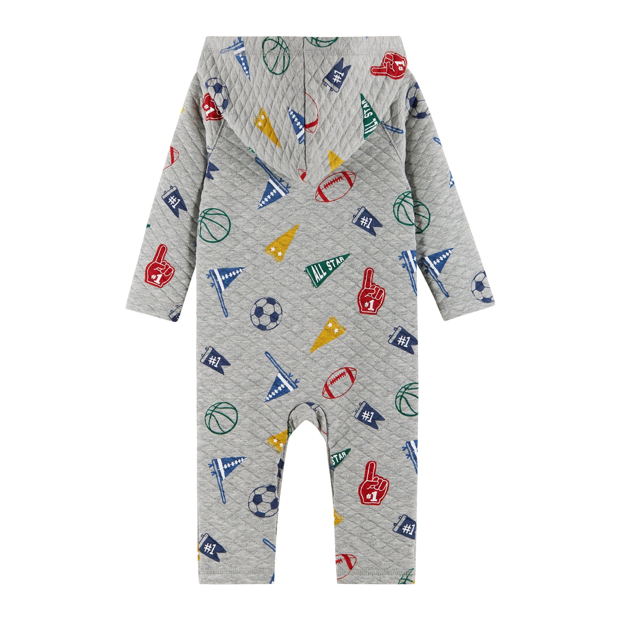 Infant Hooded Baby Romper | Beige Varsity