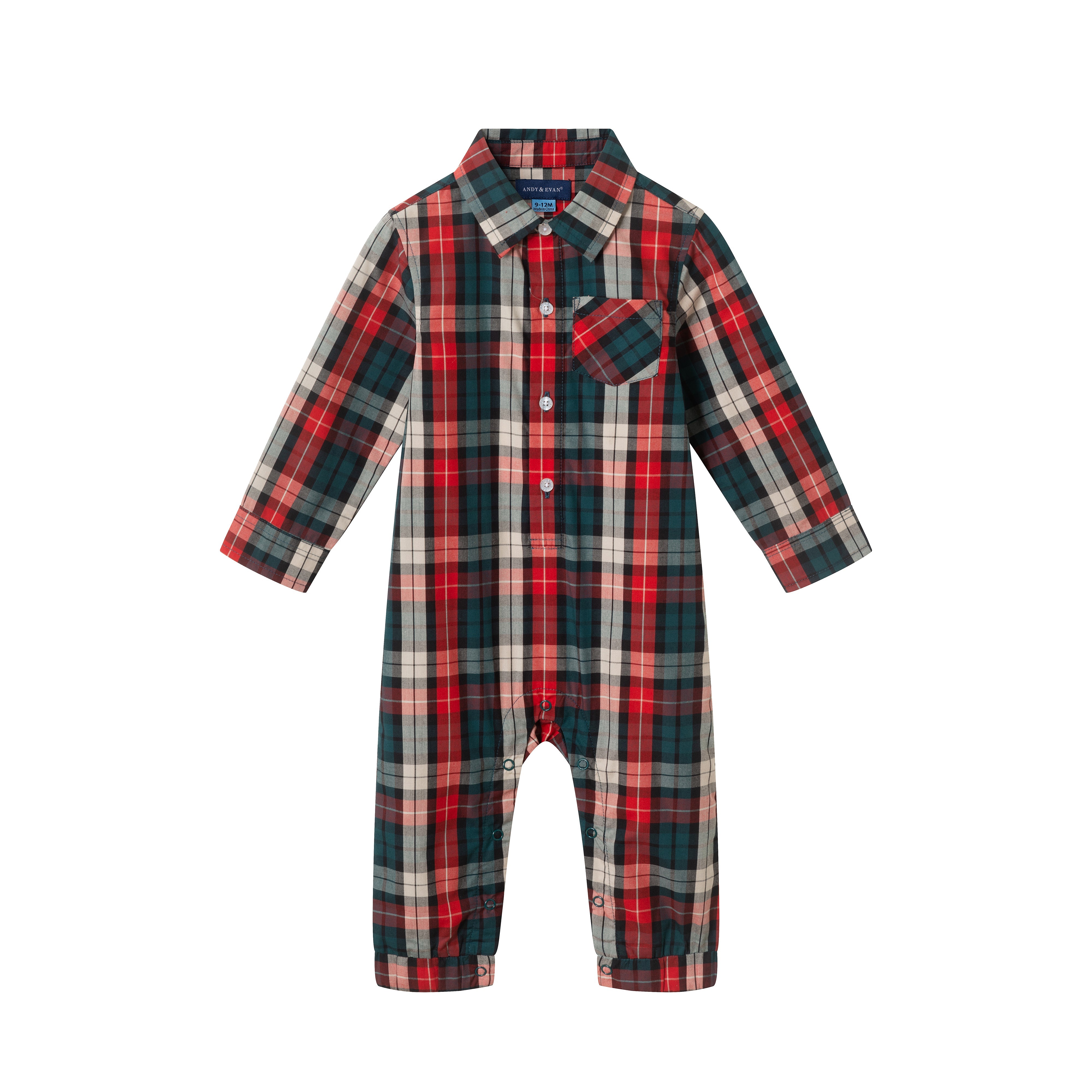 Infant Plaid Shirtall | Red Holiday