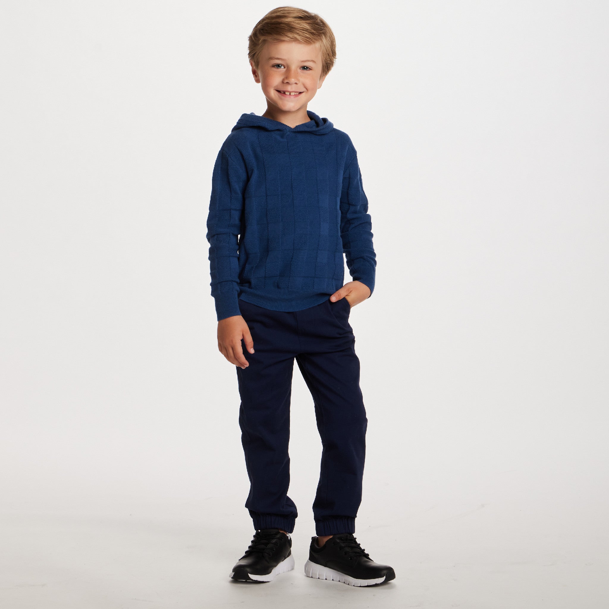 Kids Hooded Sweater | Blue Checkered
