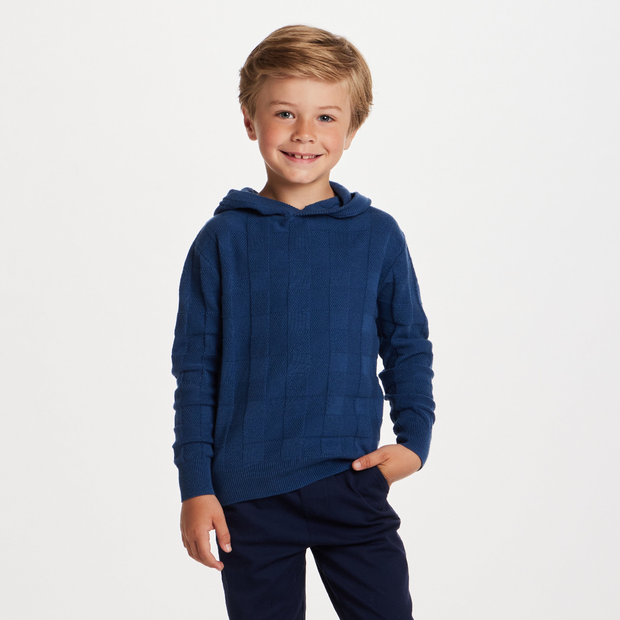 Kids Hooded Sweater | Blue Checkered