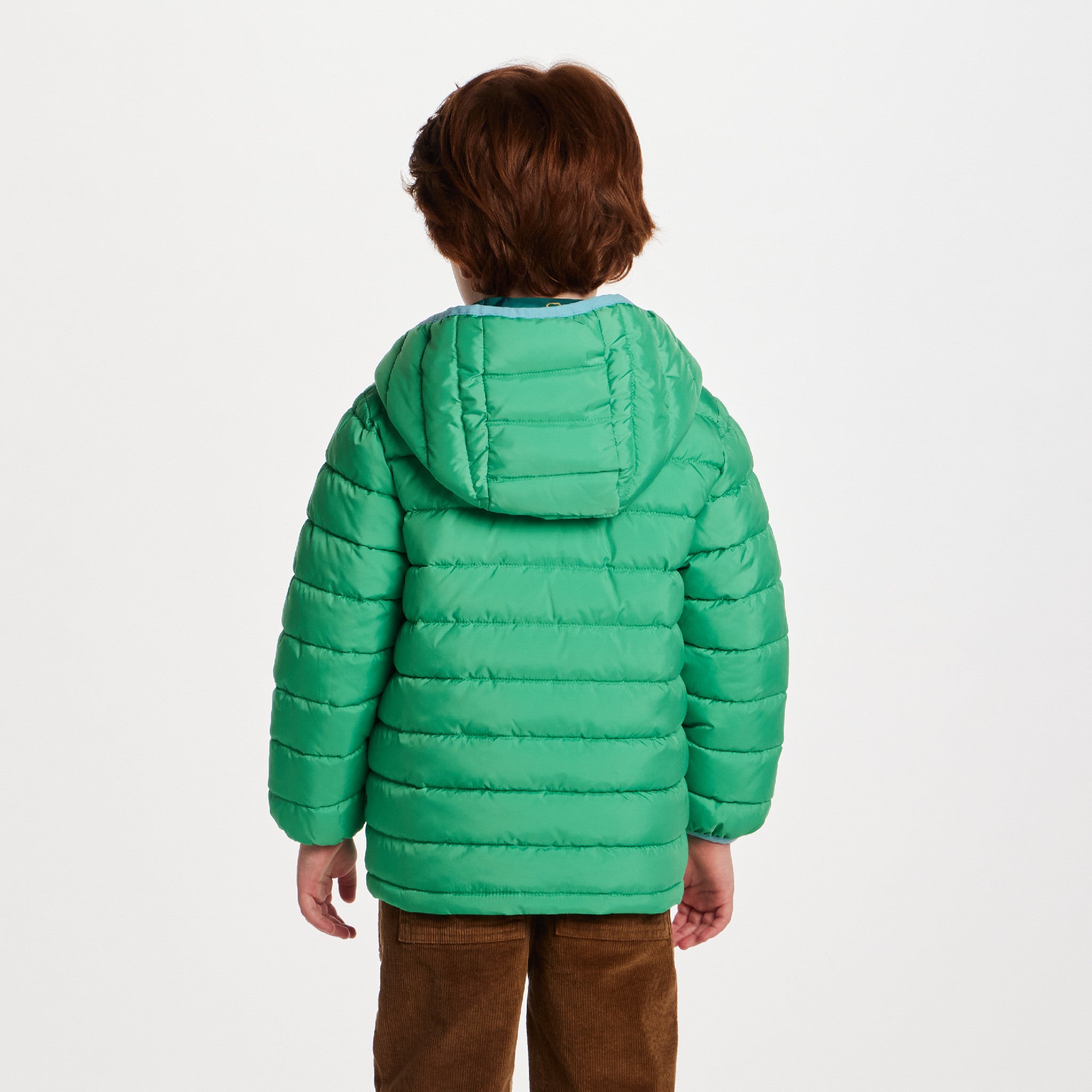 Kids Reversible Puffer Jacket | Green Bear