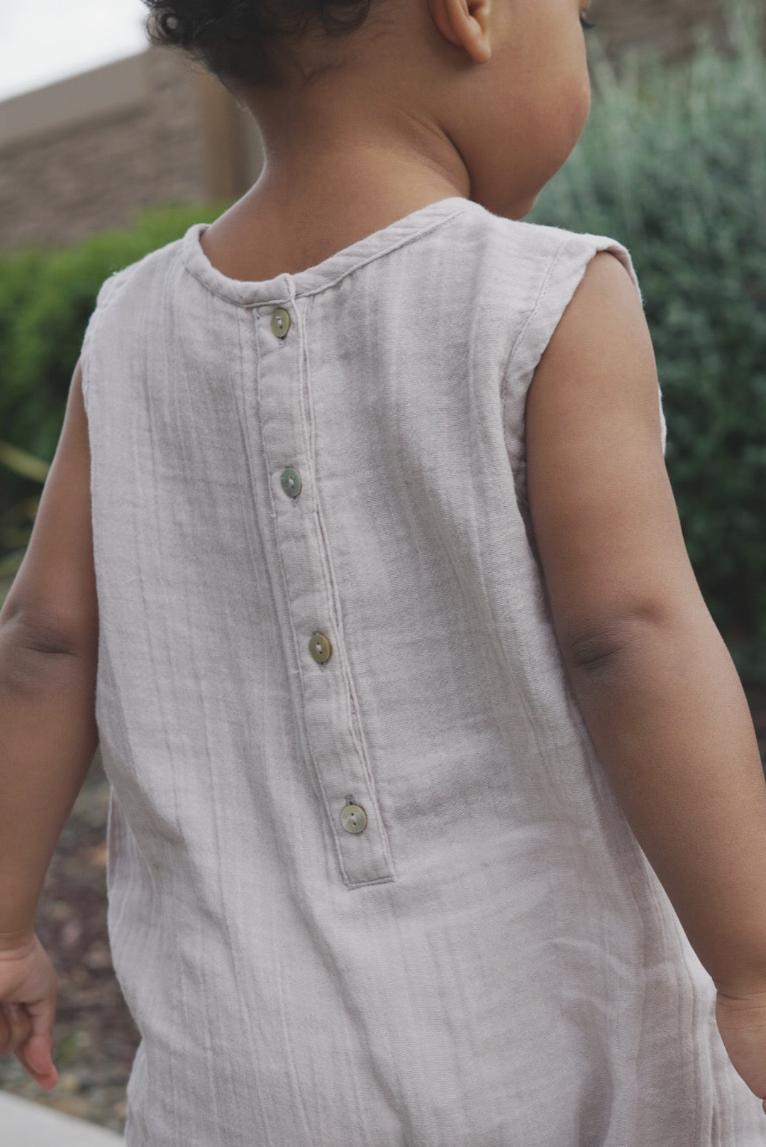 Muslin Cotton Unisex Sleeveless Jumpsuit | Pewter