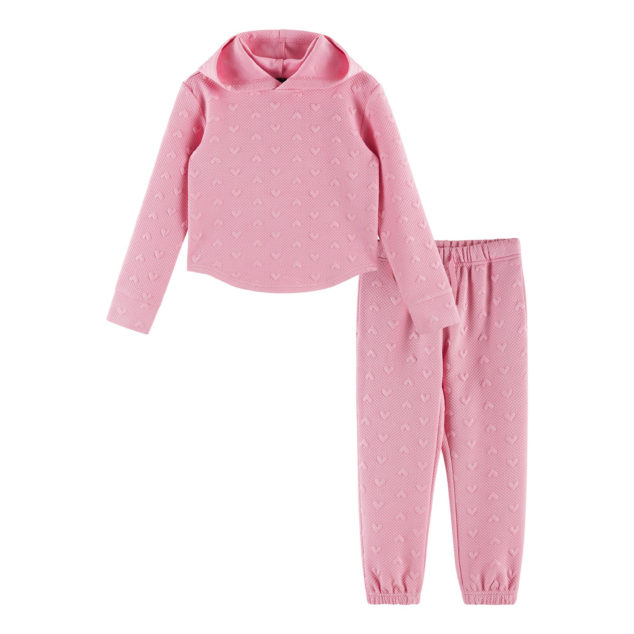 Kids Embossed Lounge Set | Pink Hearts