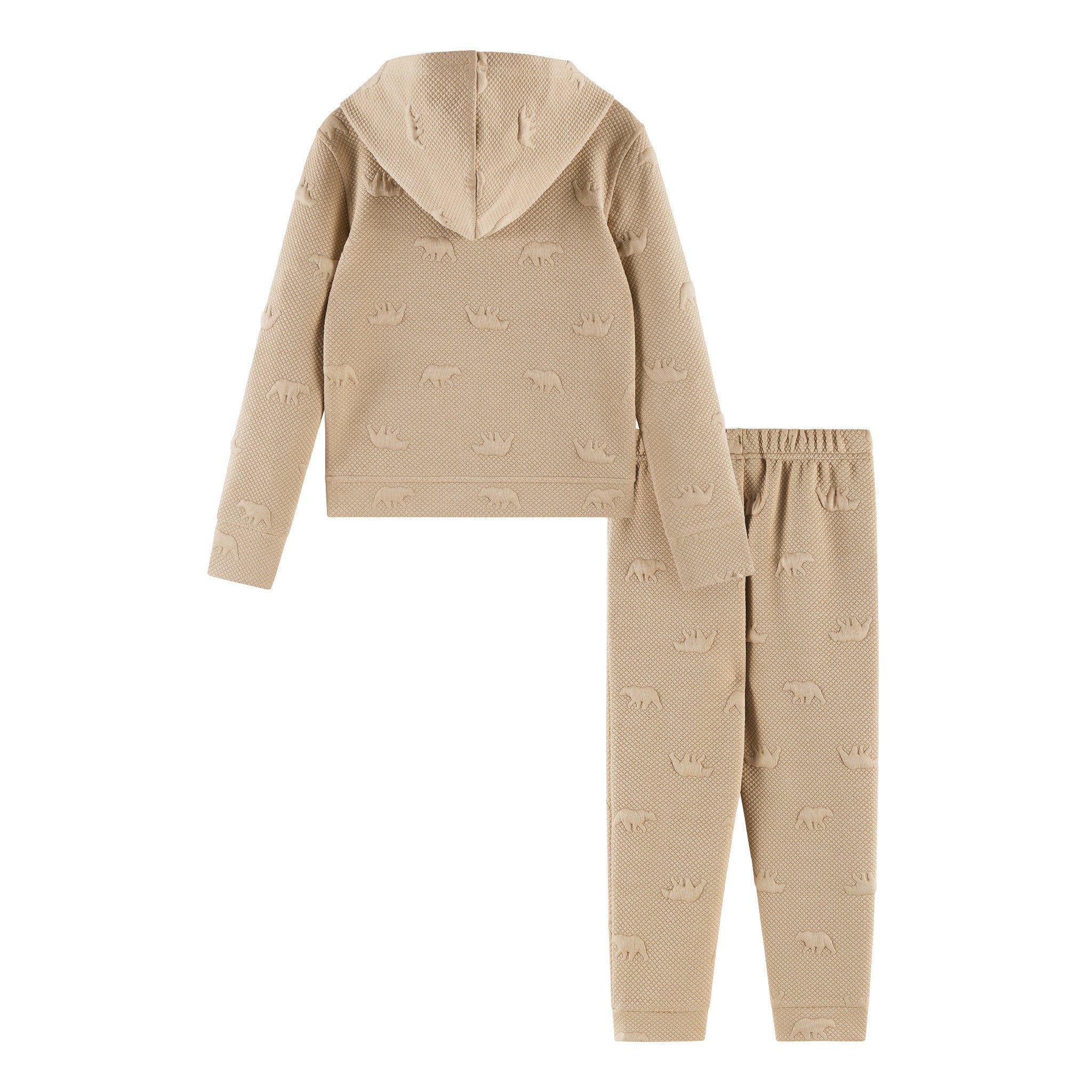 Kids Embossed Lounge Set | Taupe Bear