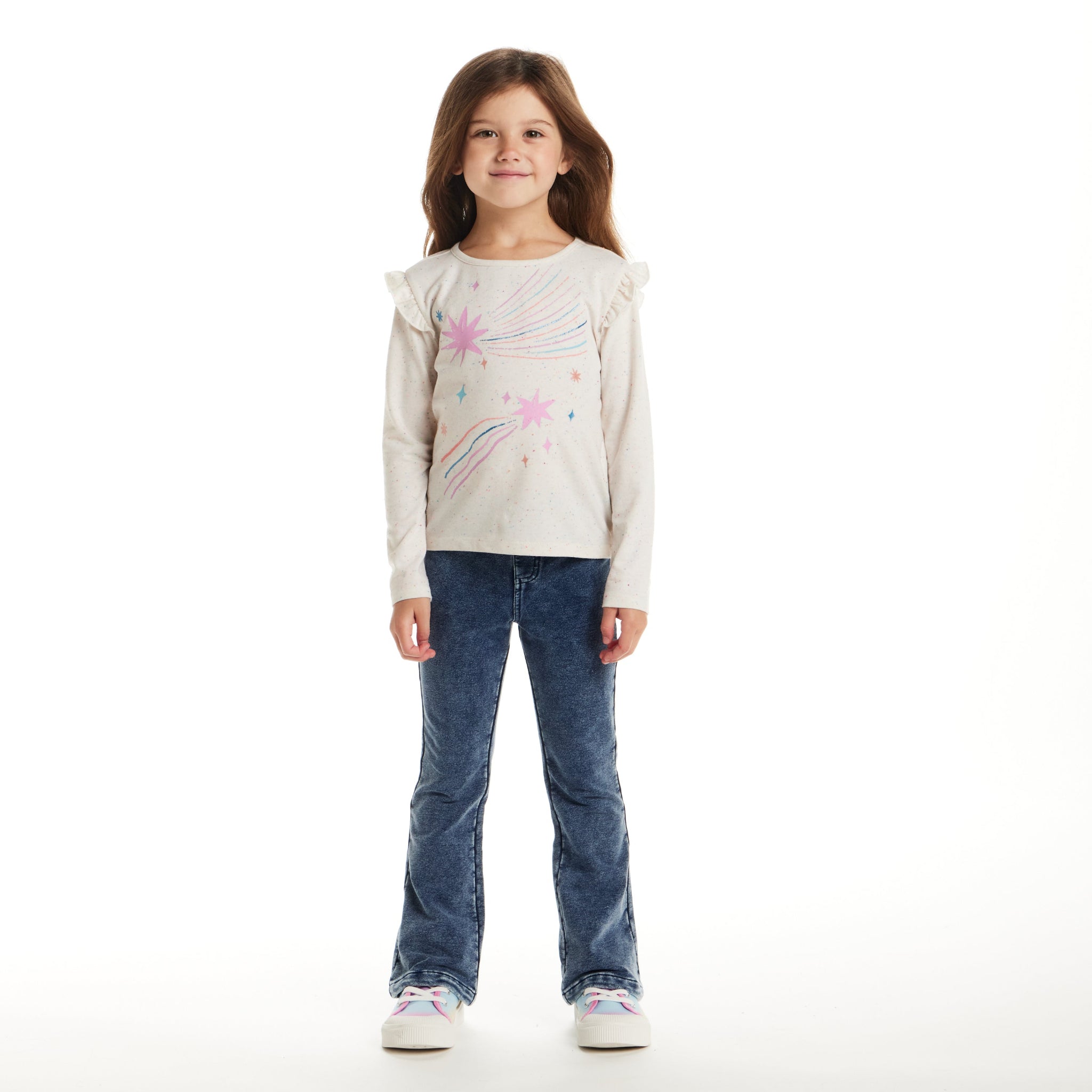 Kids Speckled Long Sleeve Tee| Shooting Stars