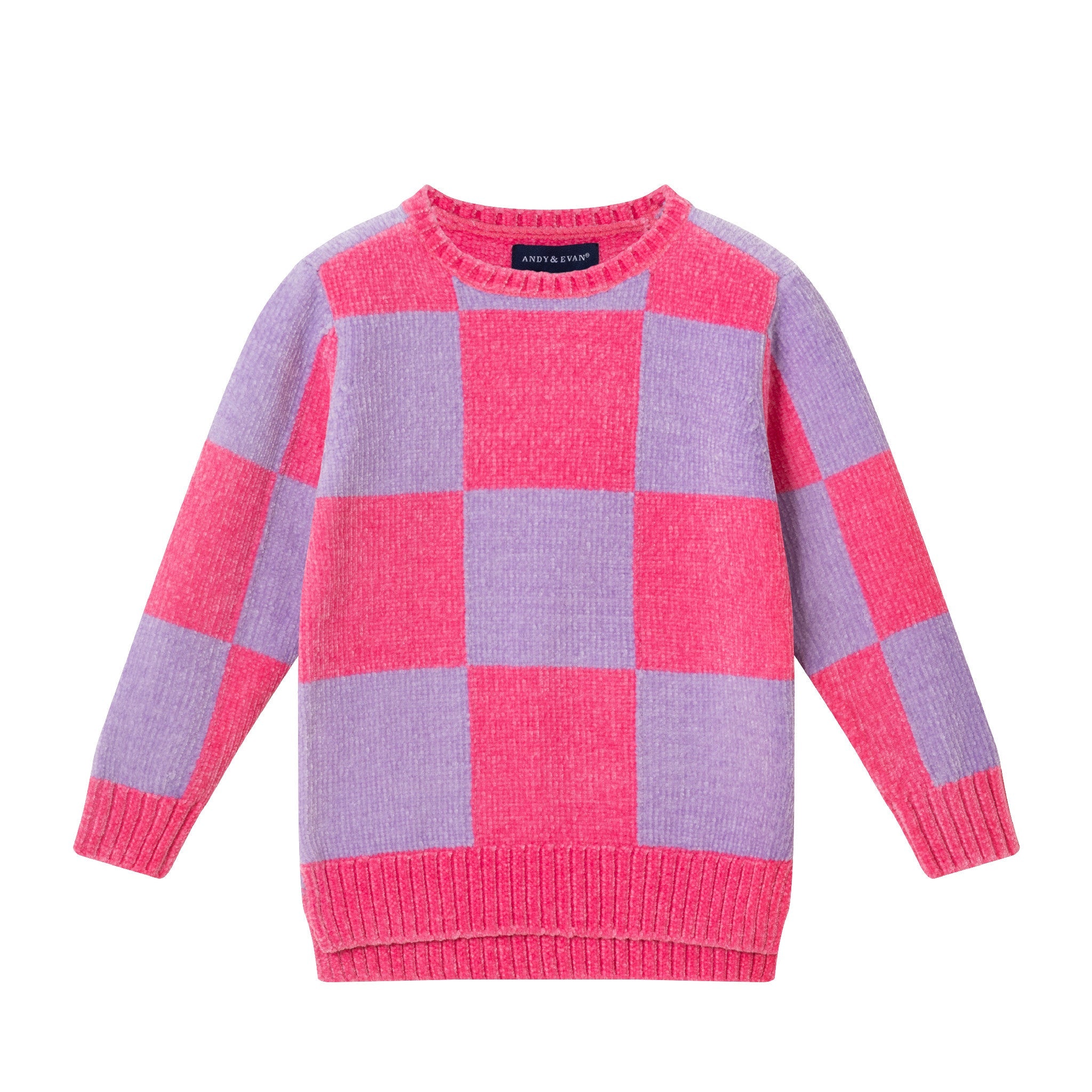 Kids Split Side Sweater | Pink Checker