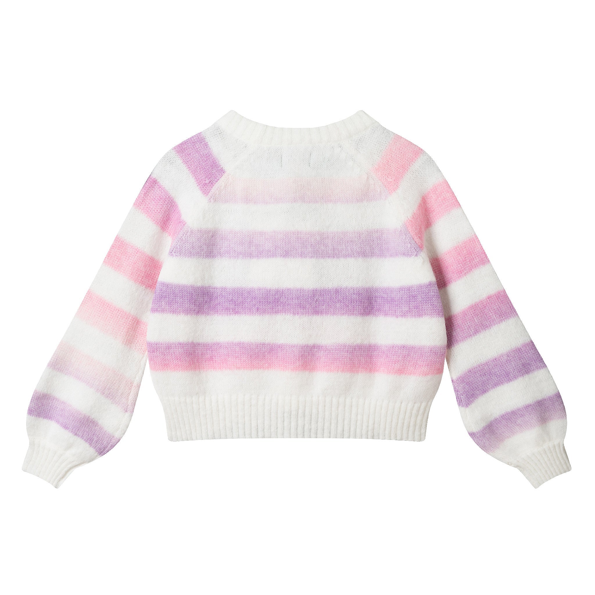 Big Kids Stripe Cardigan | Oatmeal Lavendar
