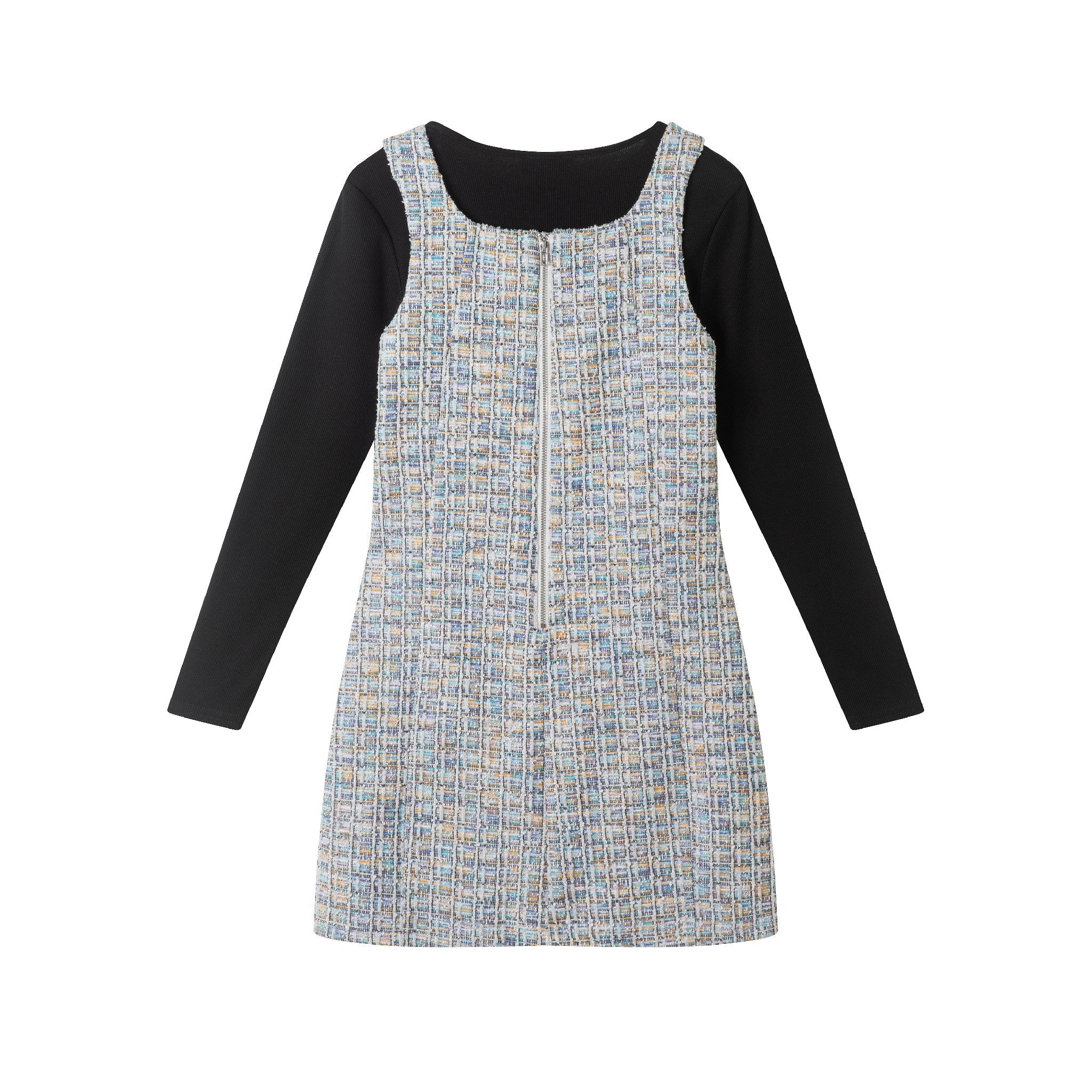 Big Kids Tweed Dress & Rib Tee Set | Textured Twirl