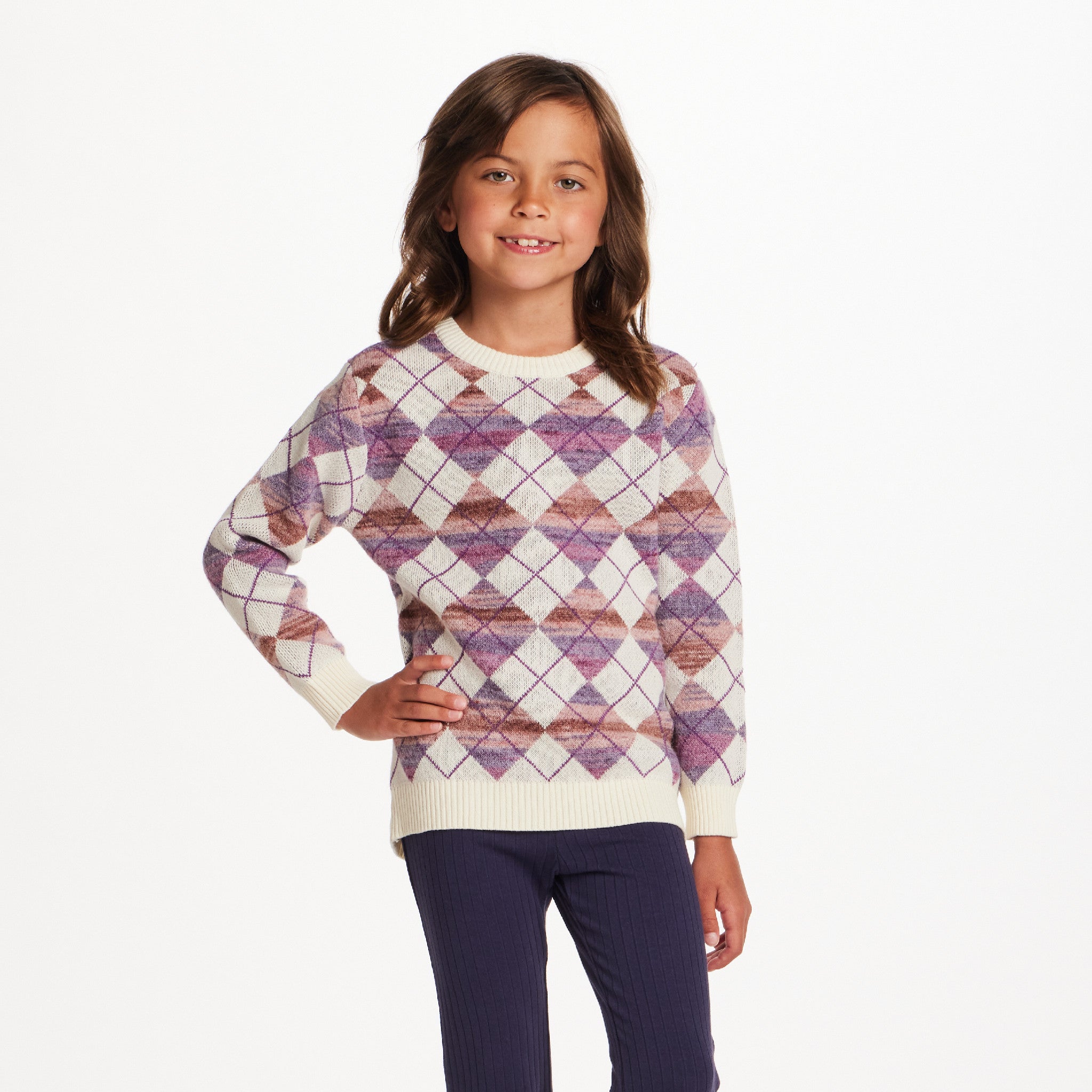 Kids Argyle Sweater & Ribbed Flare Pant Set