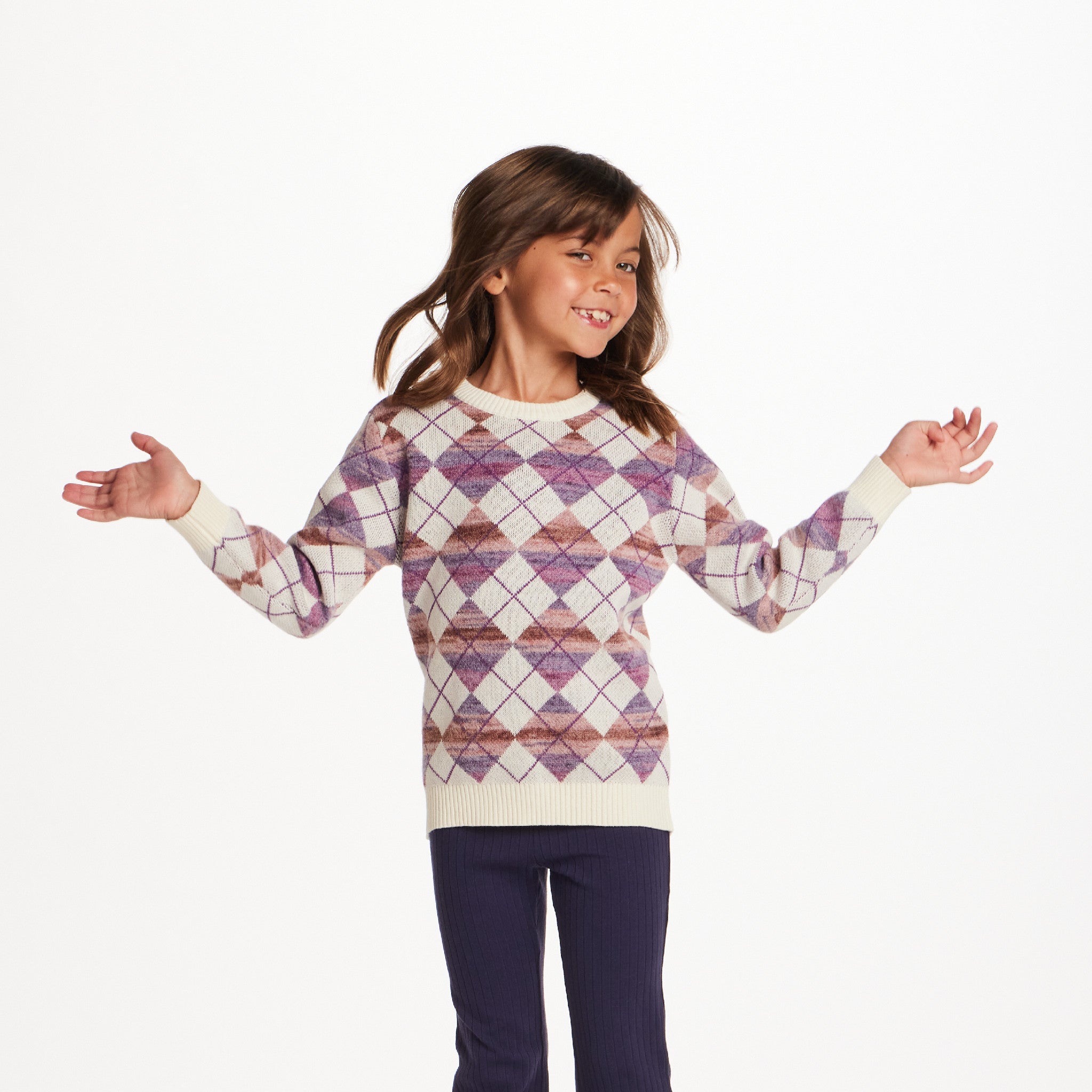 Kids Argyle Sweater & Ribbed Flare Pant Set