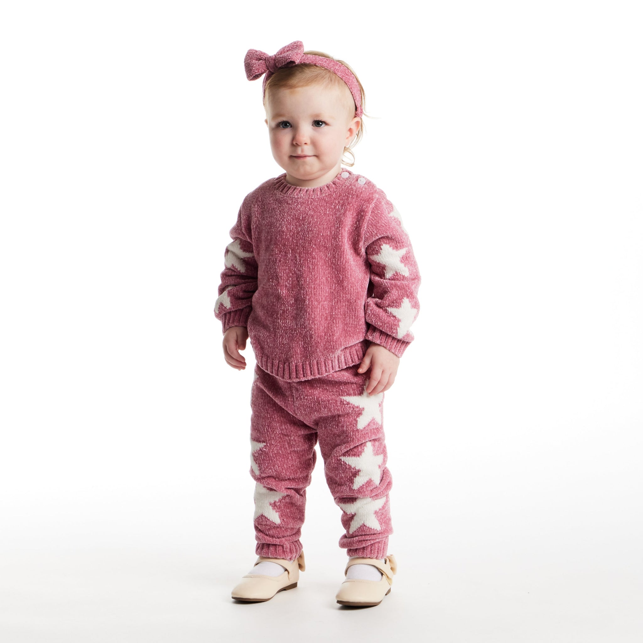 Infant Sweater & Headband Set | Pink Stars