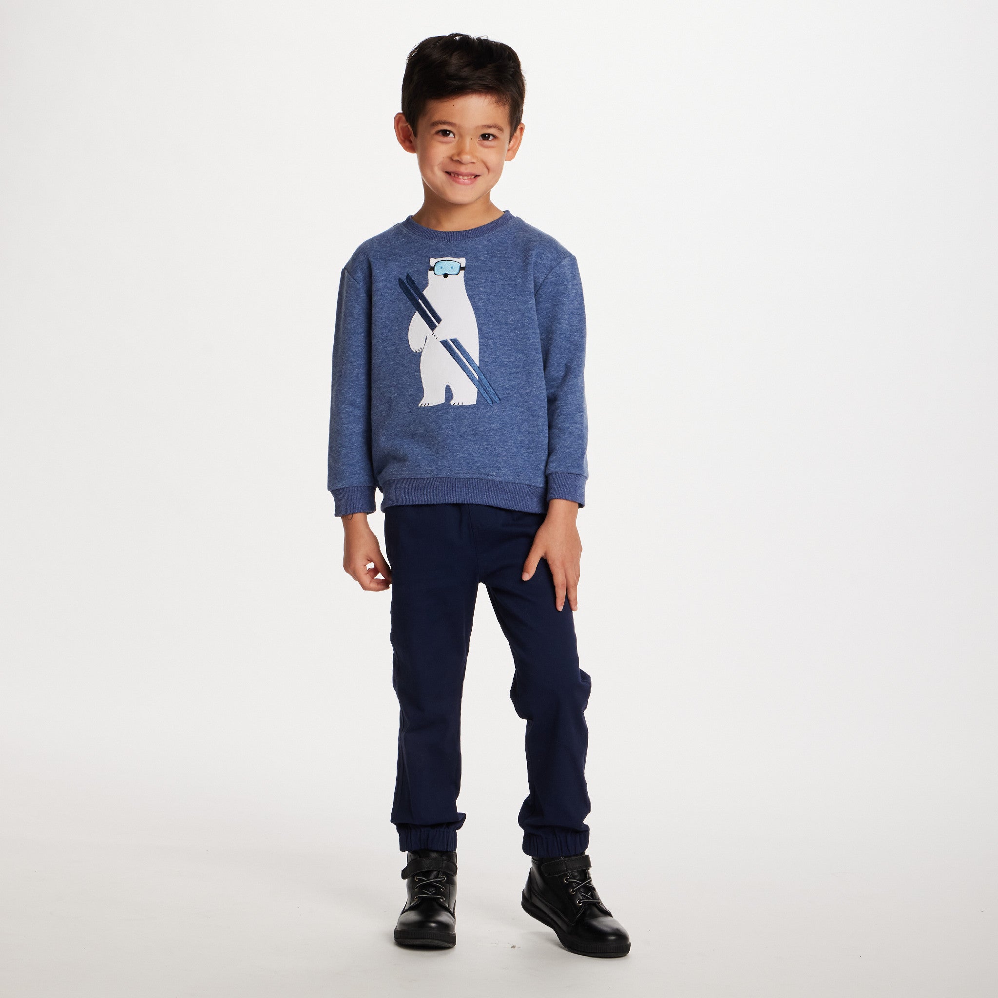 Kids Sweater & Twill Jogger Set | Navy Polar Bear