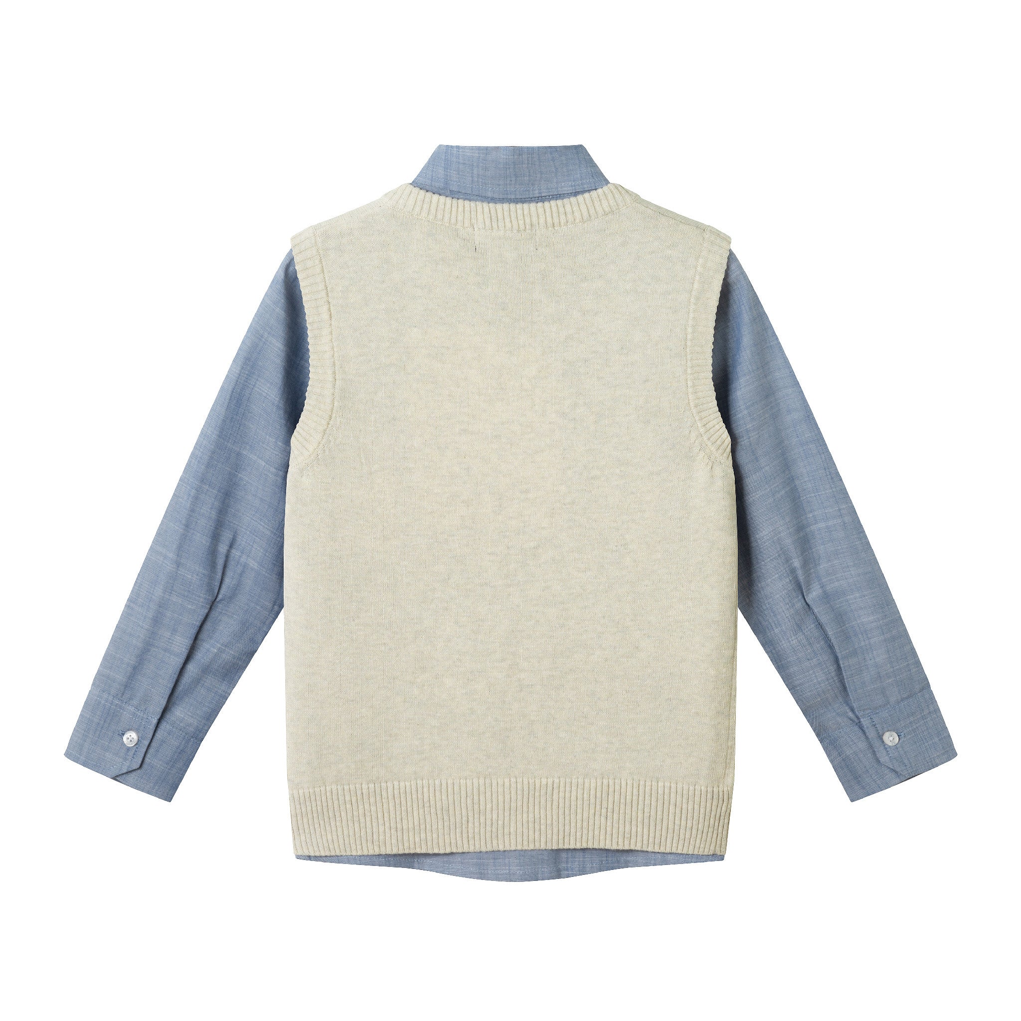 Kids Sweater Vest Set | Beige Reindeer