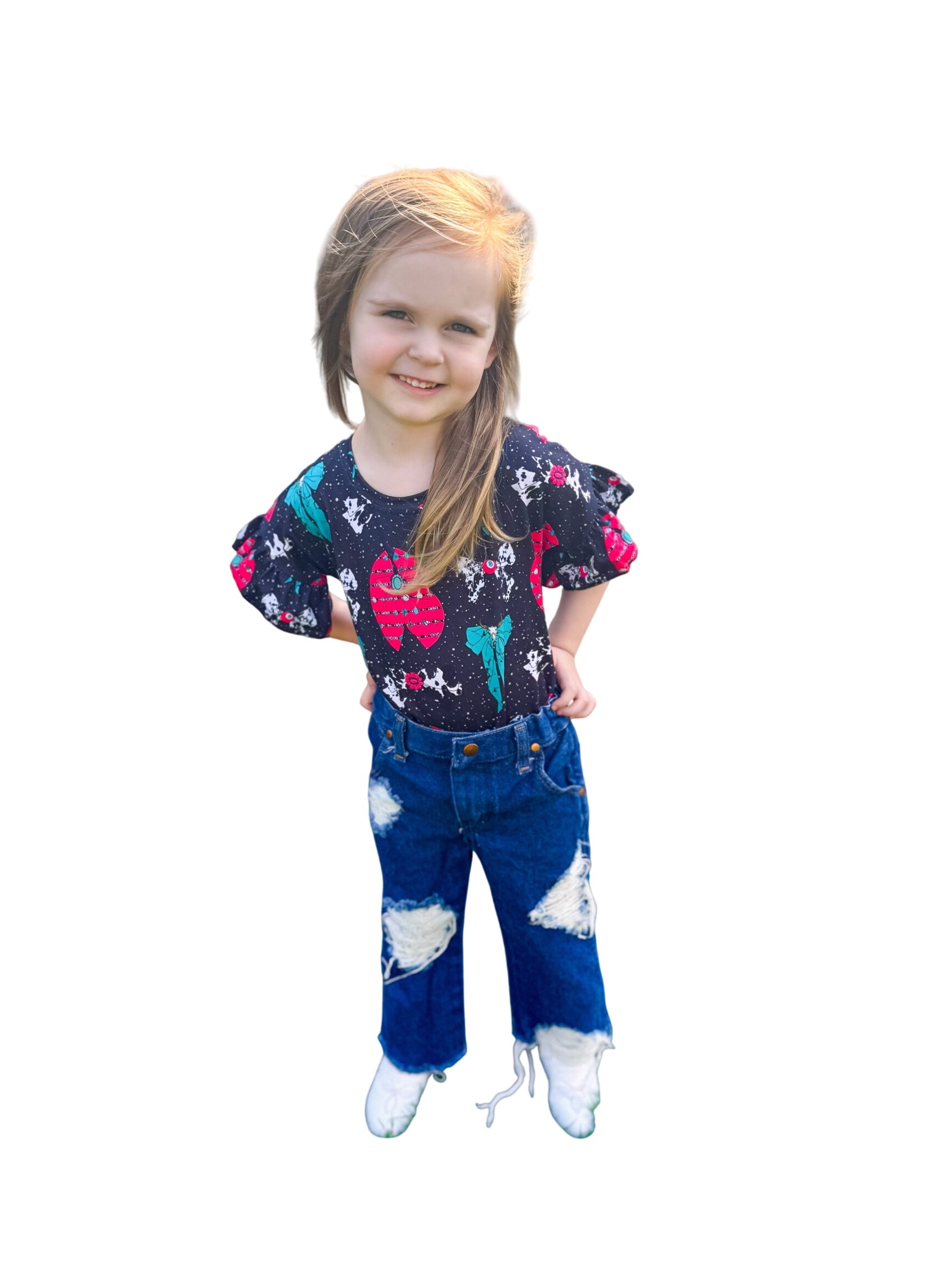 Western Bows Ruffle Top