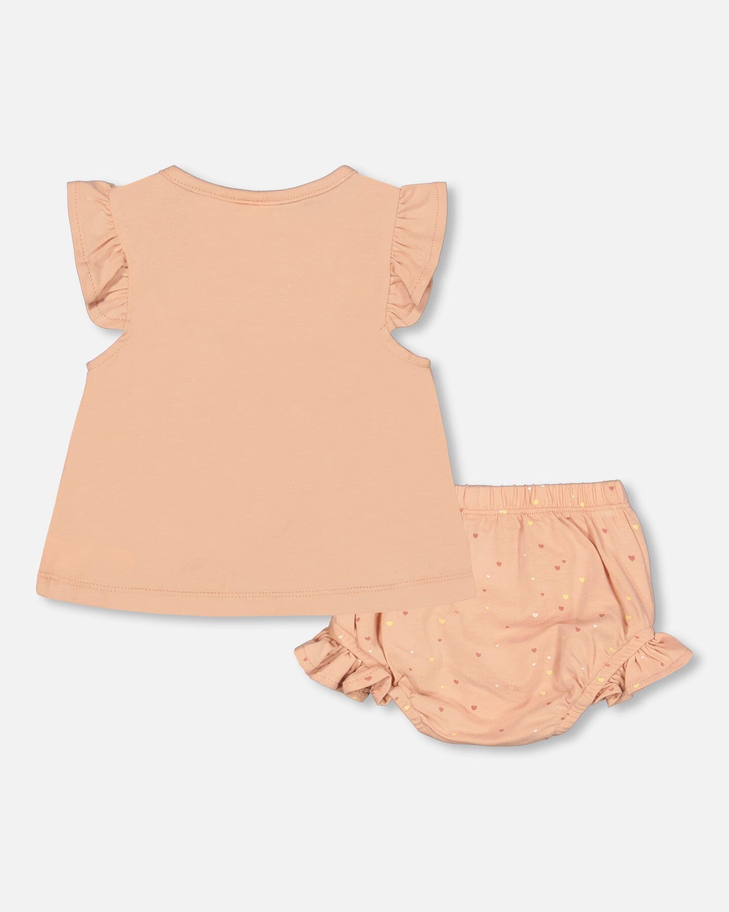 Organic Cotton Top And Bloomers Set Peach Rose With Printed Heart