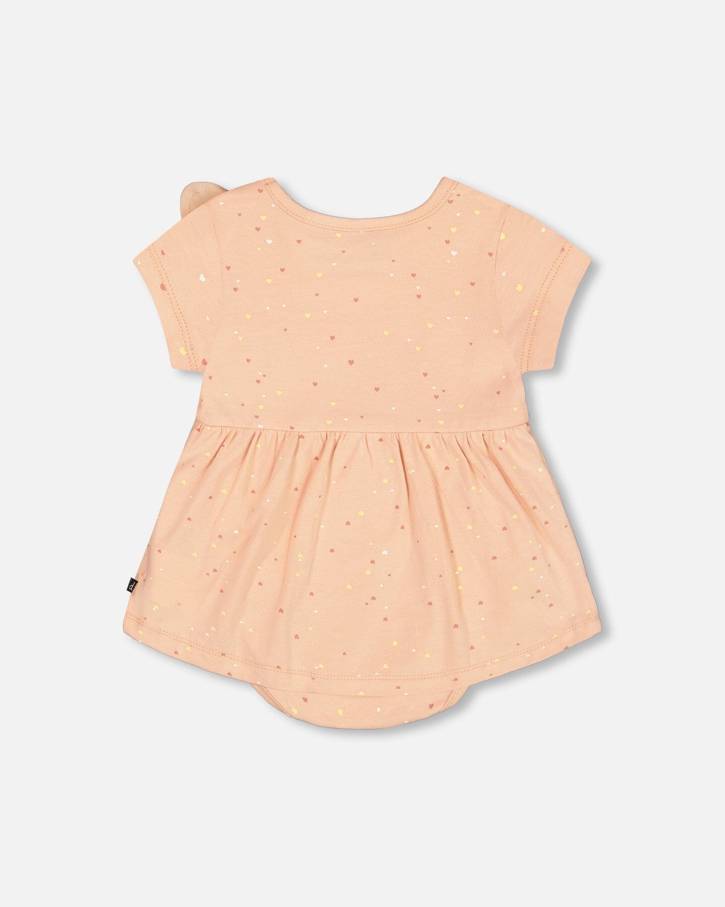 Organic Cotton Printed Romper Peach Rose With Printed Heart