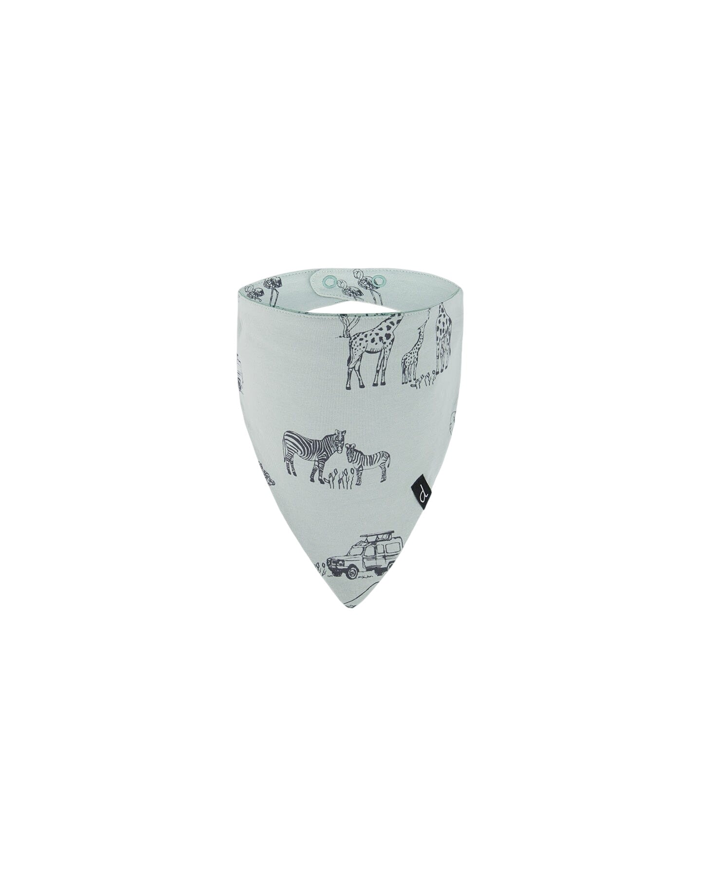 Organic Cotton Bib Sage With Printed Jungle