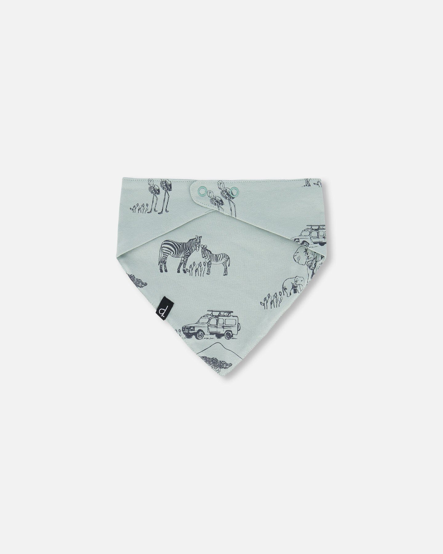 Organic Cotton Bib Sage With Printed Jungle