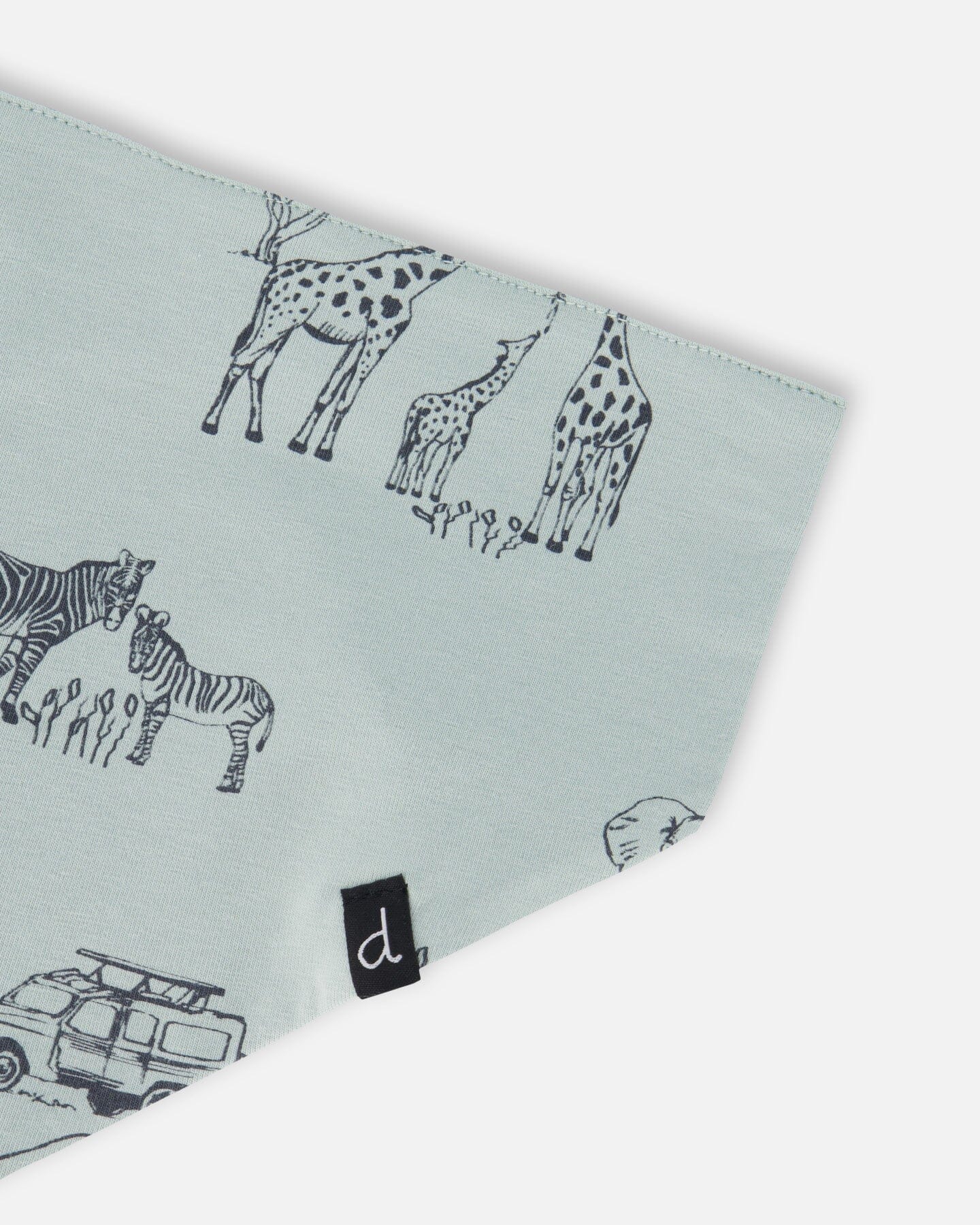 Organic Cotton Bib Sage With Printed Jungle