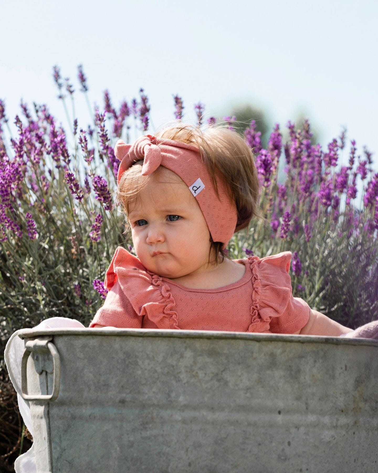 Organic Cotton Pointelle Knit Headband Old Rose