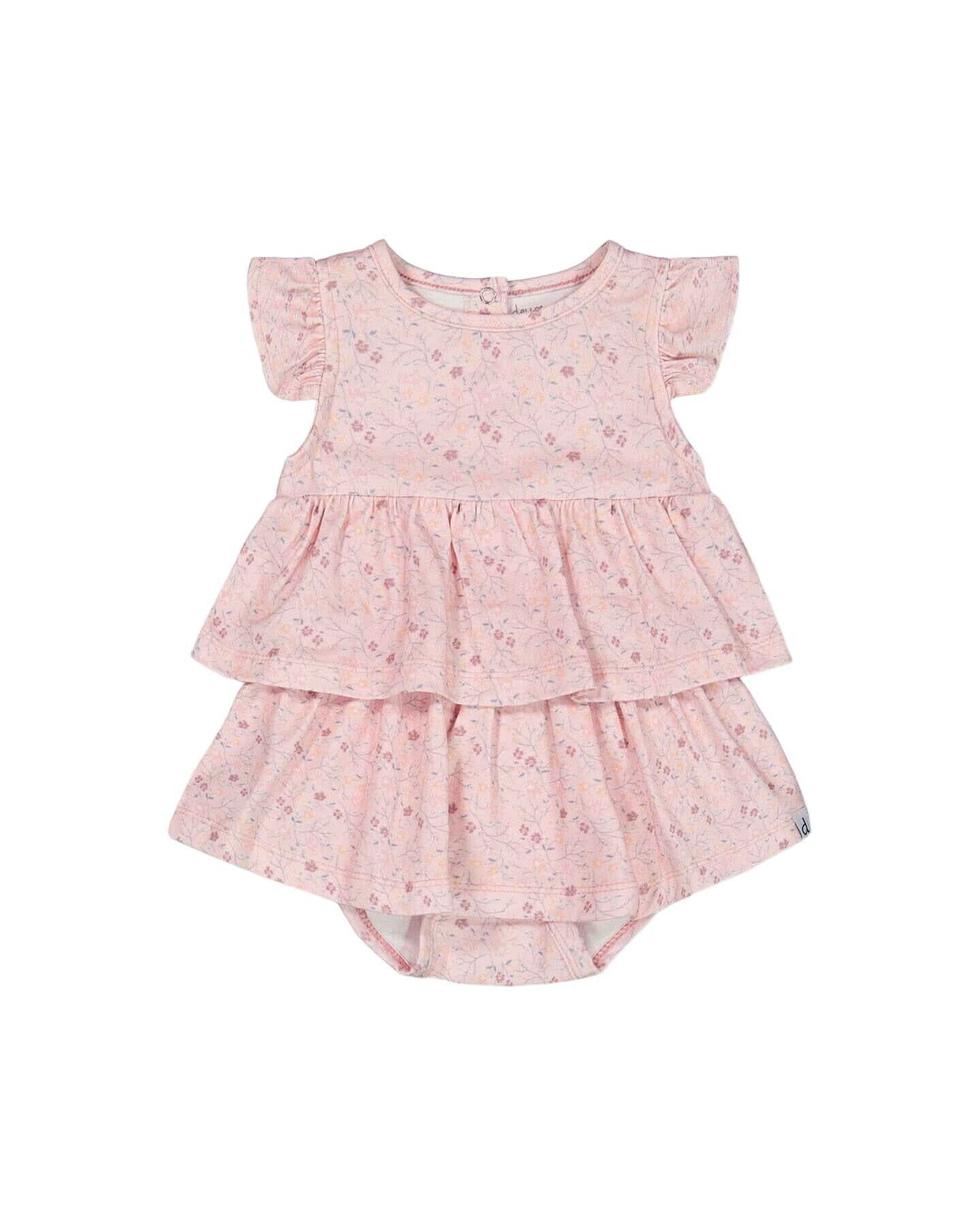 Organic Cotton Printed Romper Pink Small Flower