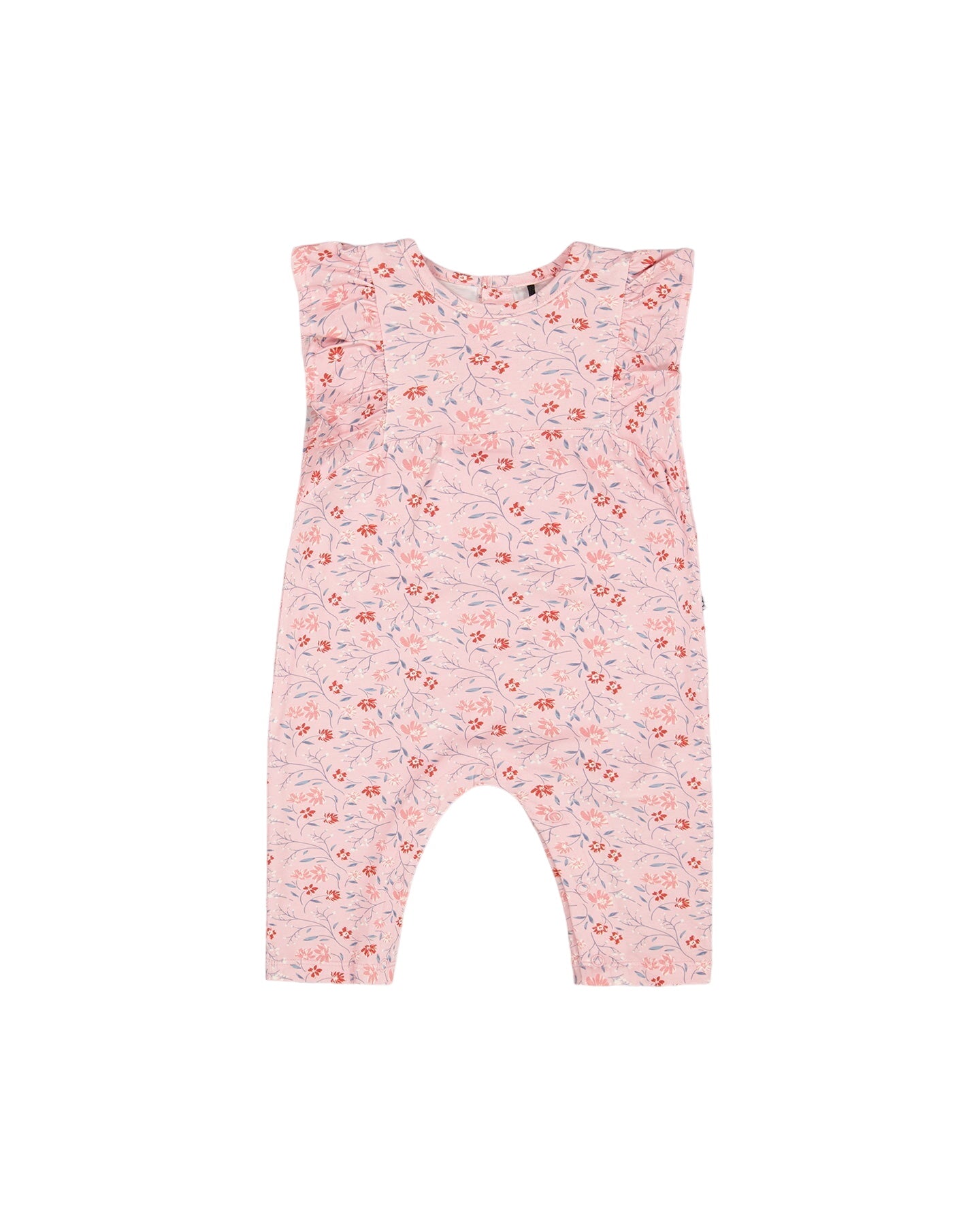 Organic Cotton Jumpsuit Printed Pink Small Flower