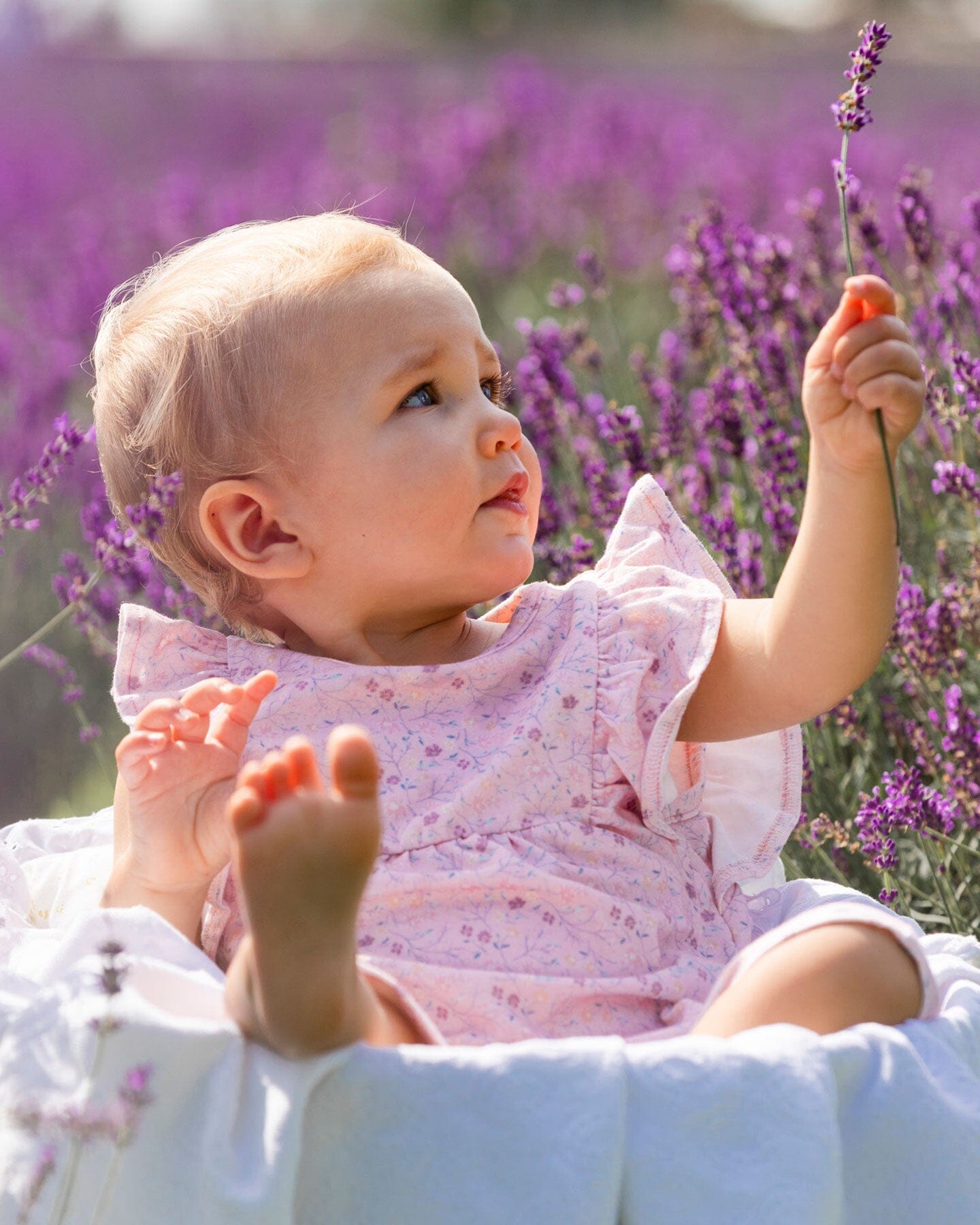 Organic Cotton Jumpsuit Printed Pink Small Flower