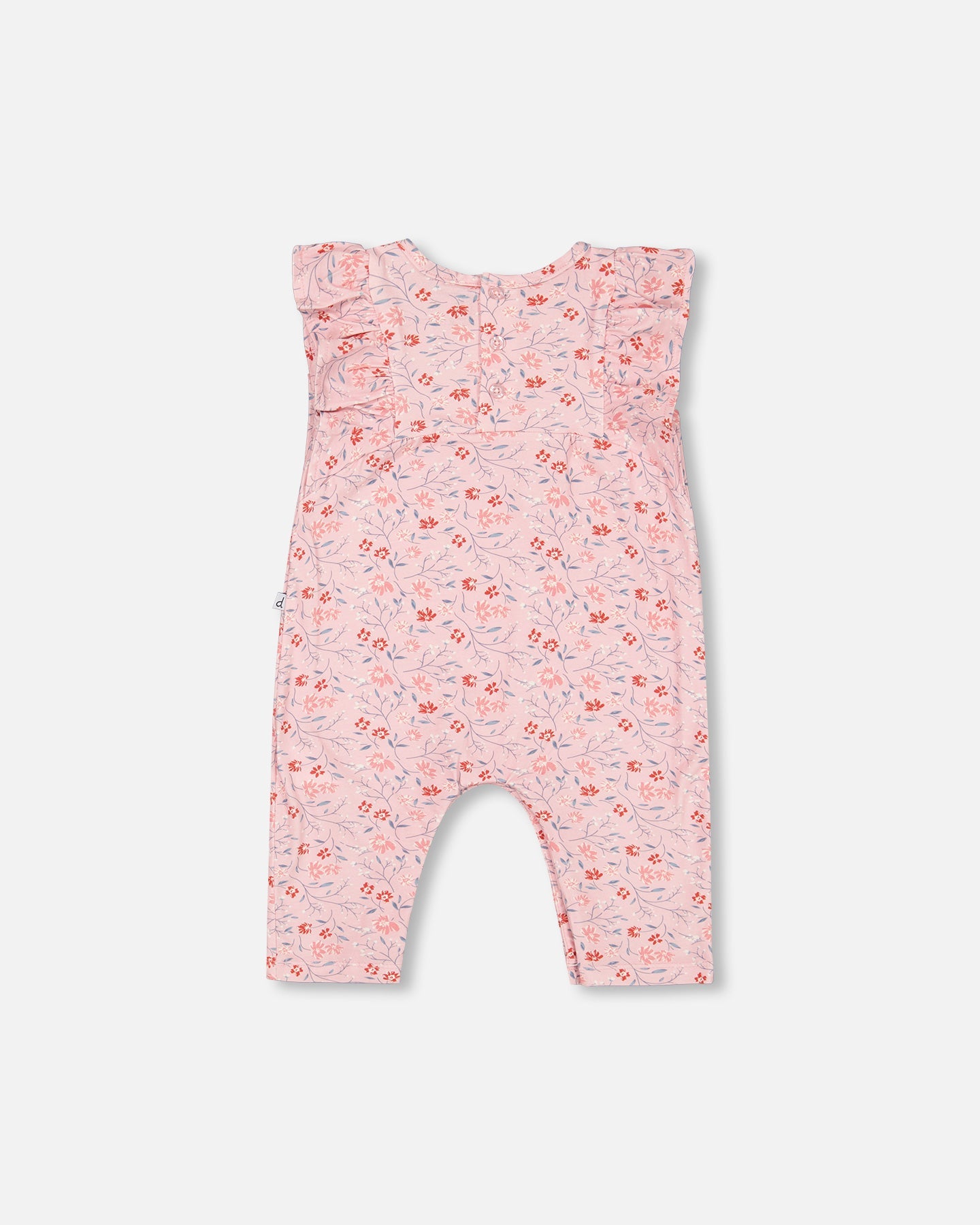 Organic Cotton Jumpsuit Printed Pink Small Flower