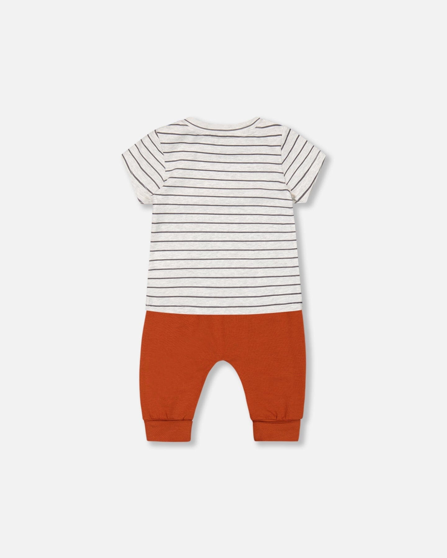 Organic Cotton Top And Evolutive Pant Set Heather Beige And Cinnamon