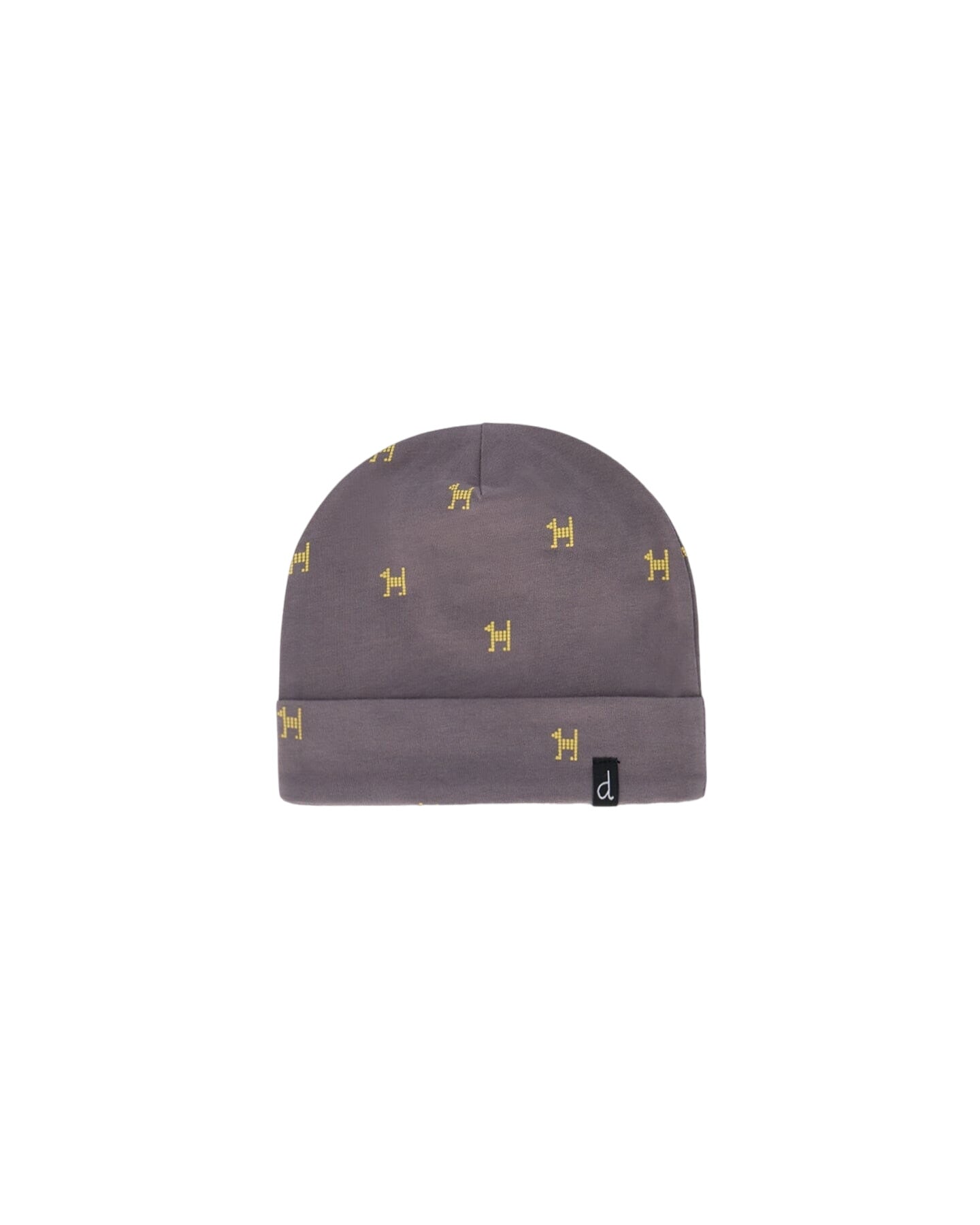 Organic Cotton Hat Dark Grey With Printed Pixel Dog