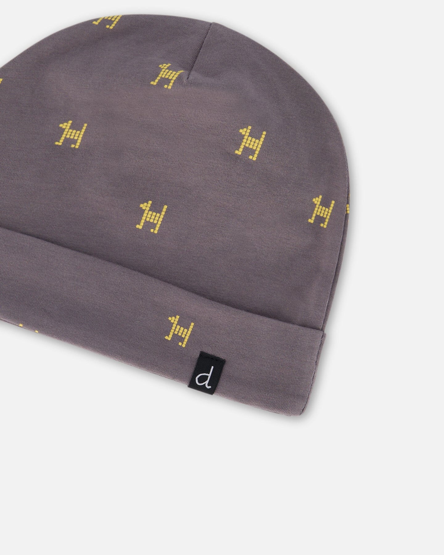 Organic Cotton Hat Dark Grey With Printed Pixel Dog