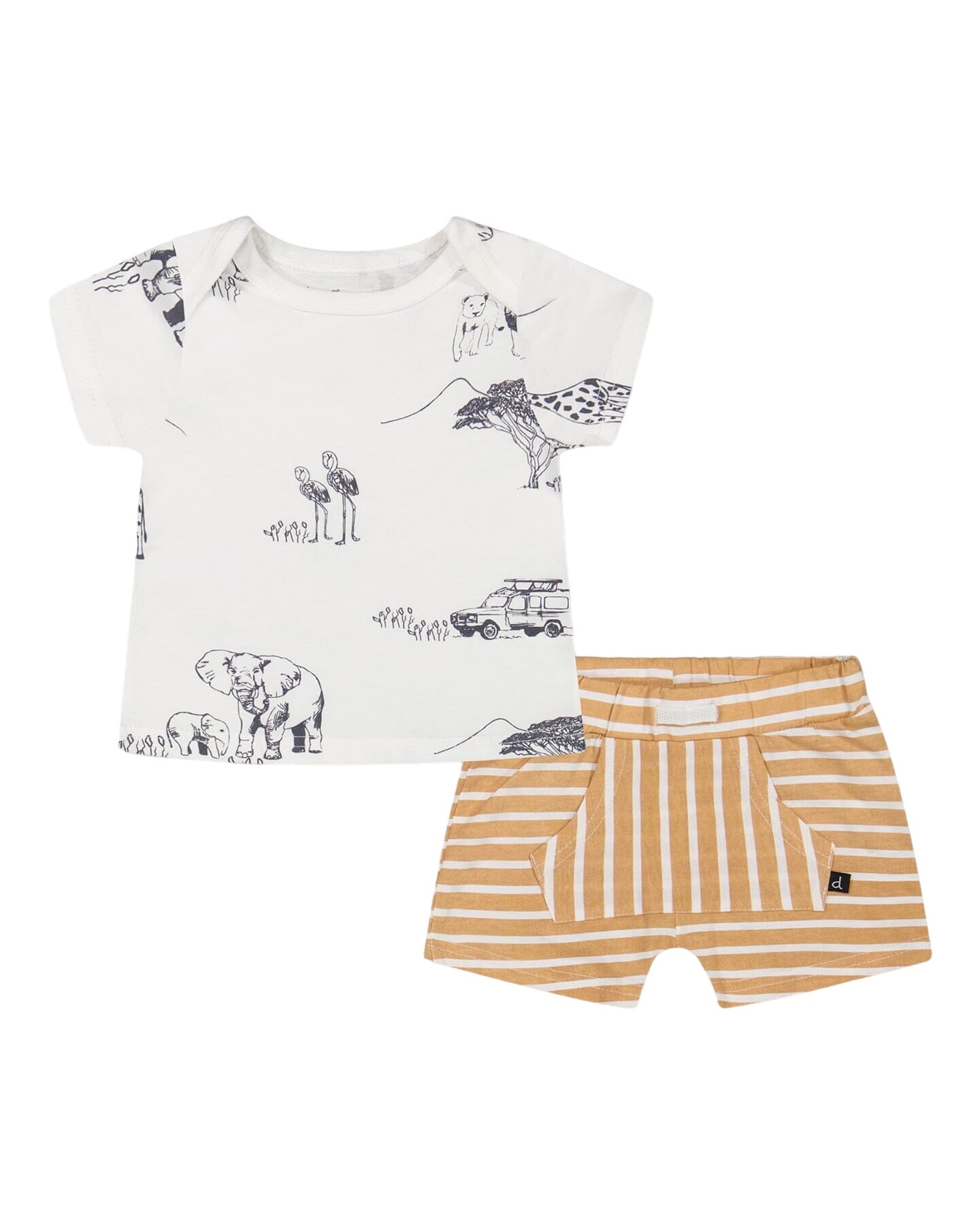 Organic Cotton Top And Short Set Sand Stripe