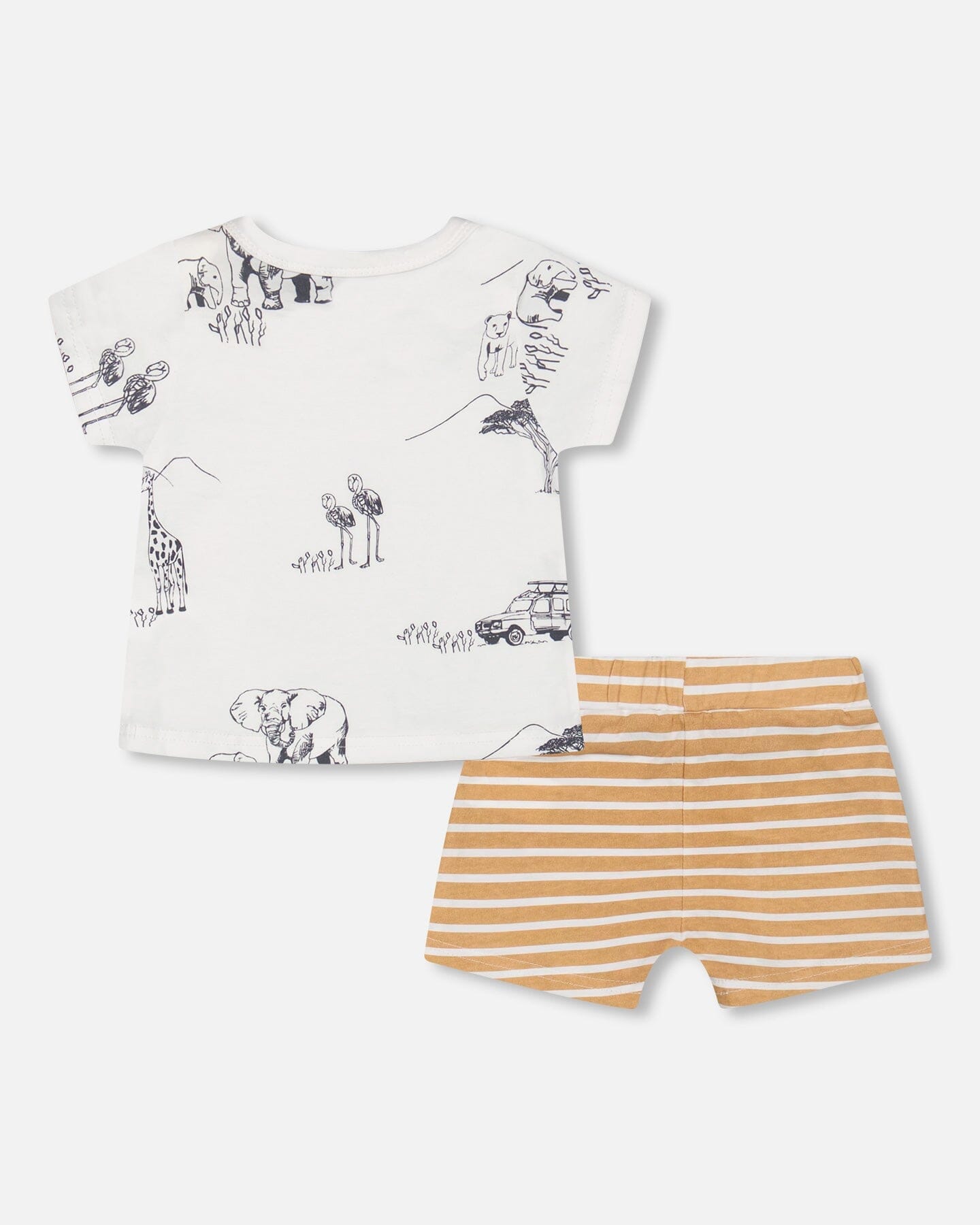 Organic Cotton Top And Short Set Sand Stripe