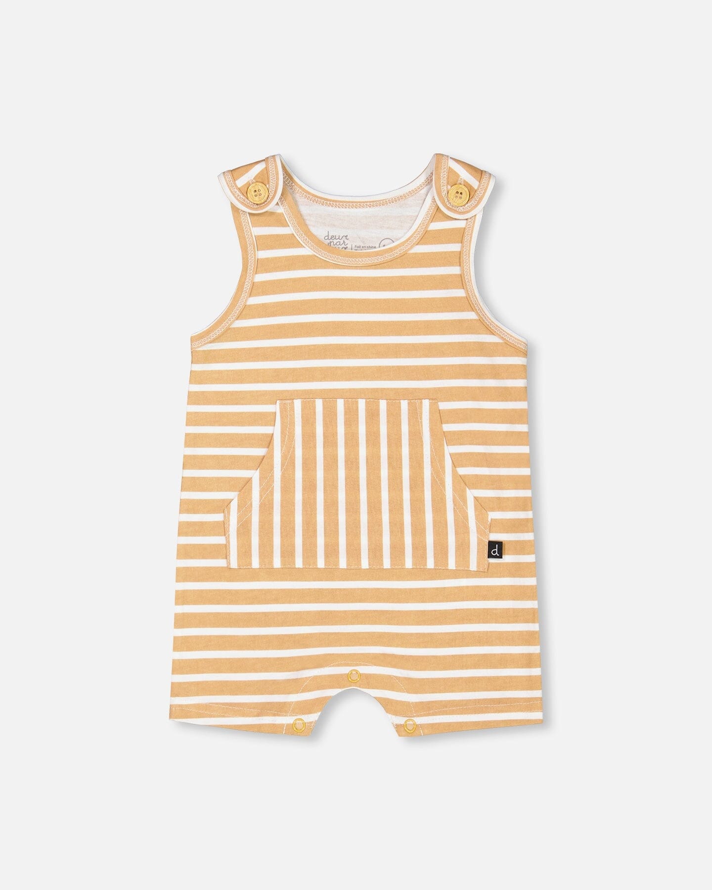 Organic Cotton Onesie And Shortall Set Sand Stripe