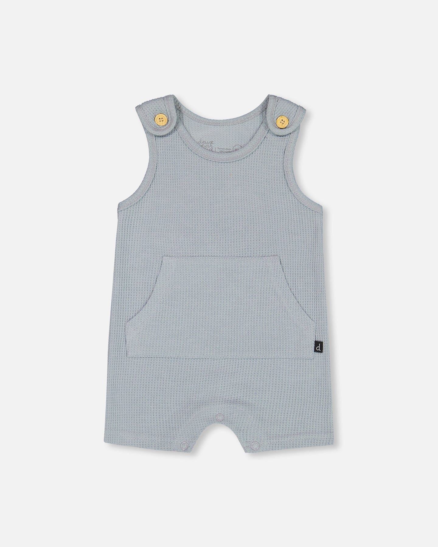 Organic Cotton Onesie And Waffle Shortall Set Blue Gray