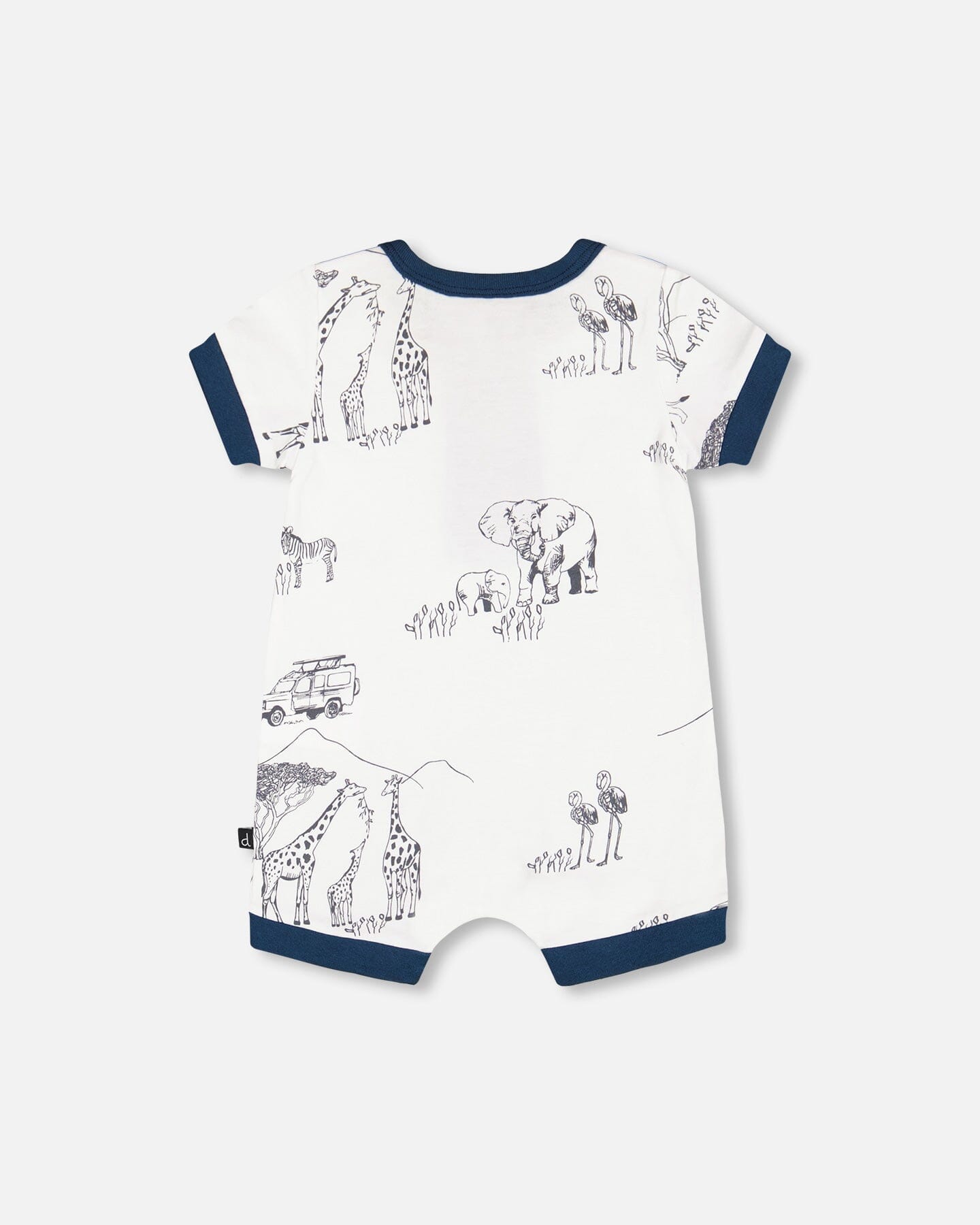 Organic Cotton Romper White With Printed Jungle