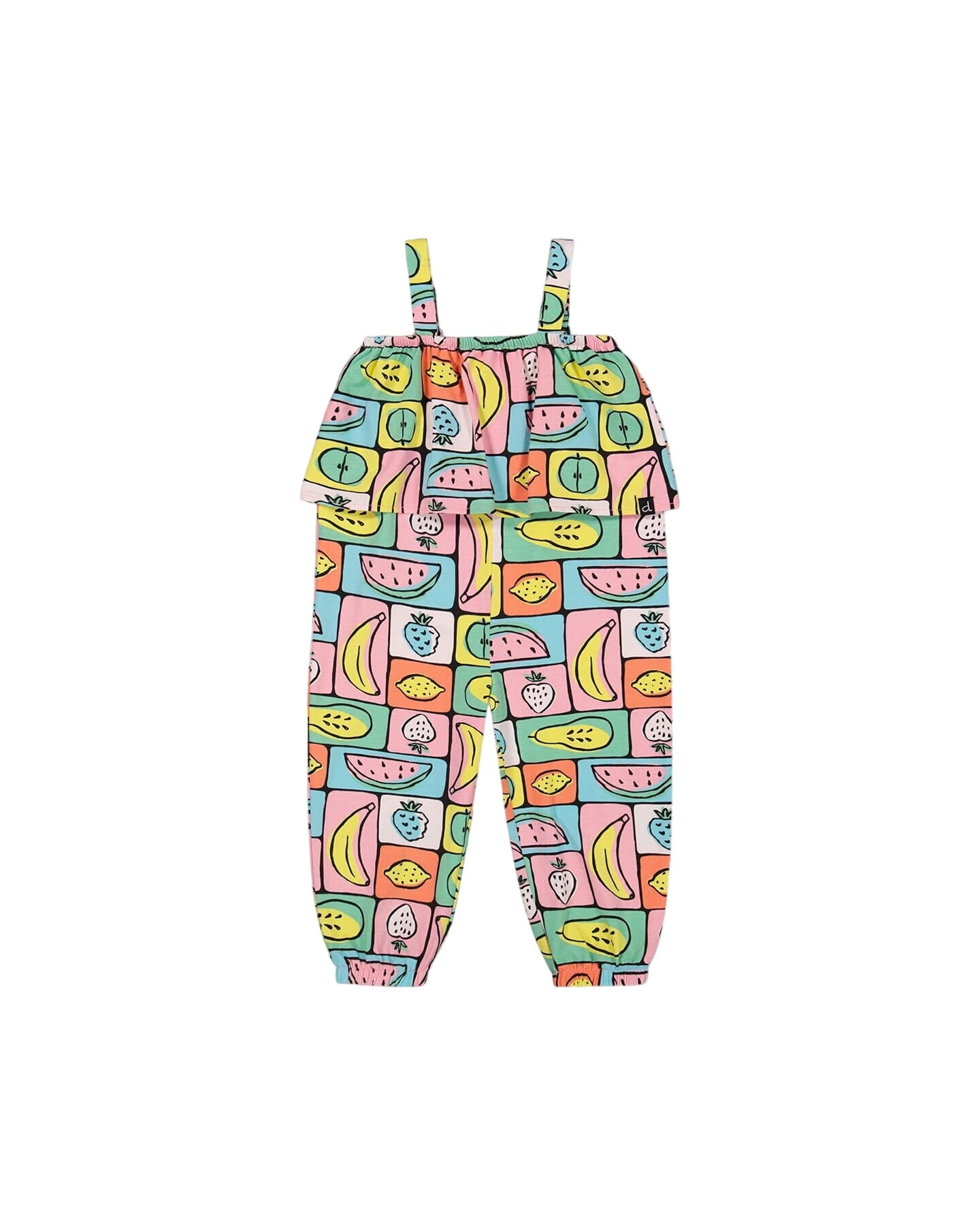 Organic Cotton Jersey Jumpsuit Printed Fruits Square