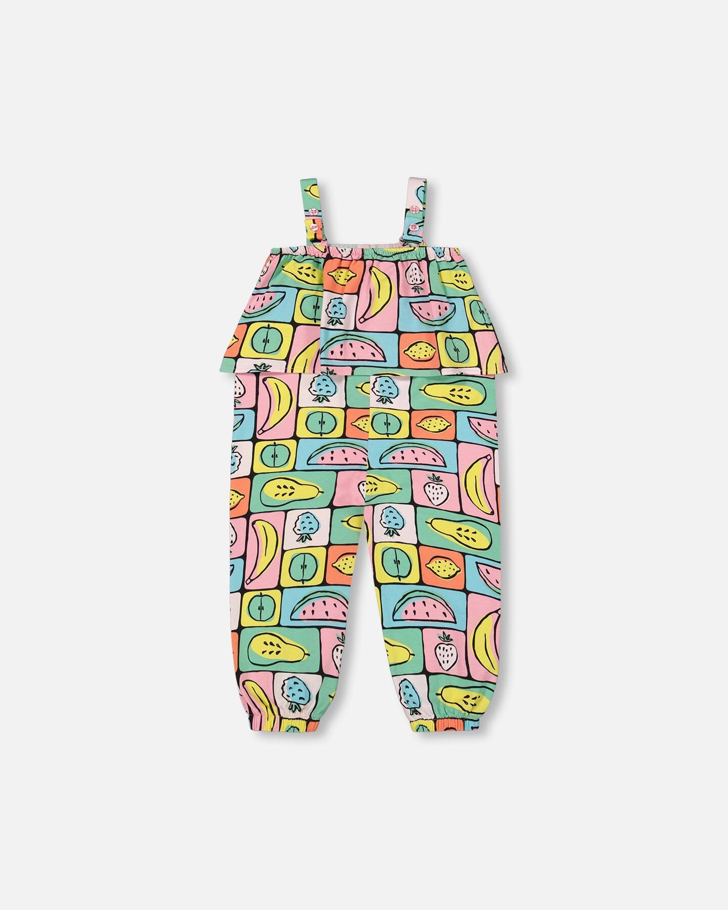 Organic Cotton Jersey Jumpsuit Printed Fruits Square