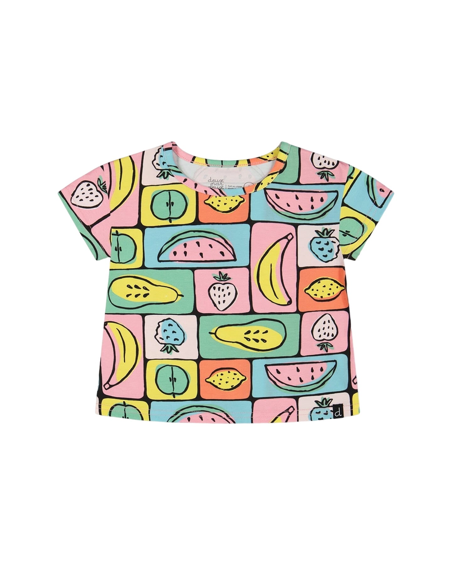 Organic Cotton Jersey Top Printed Fruits Square