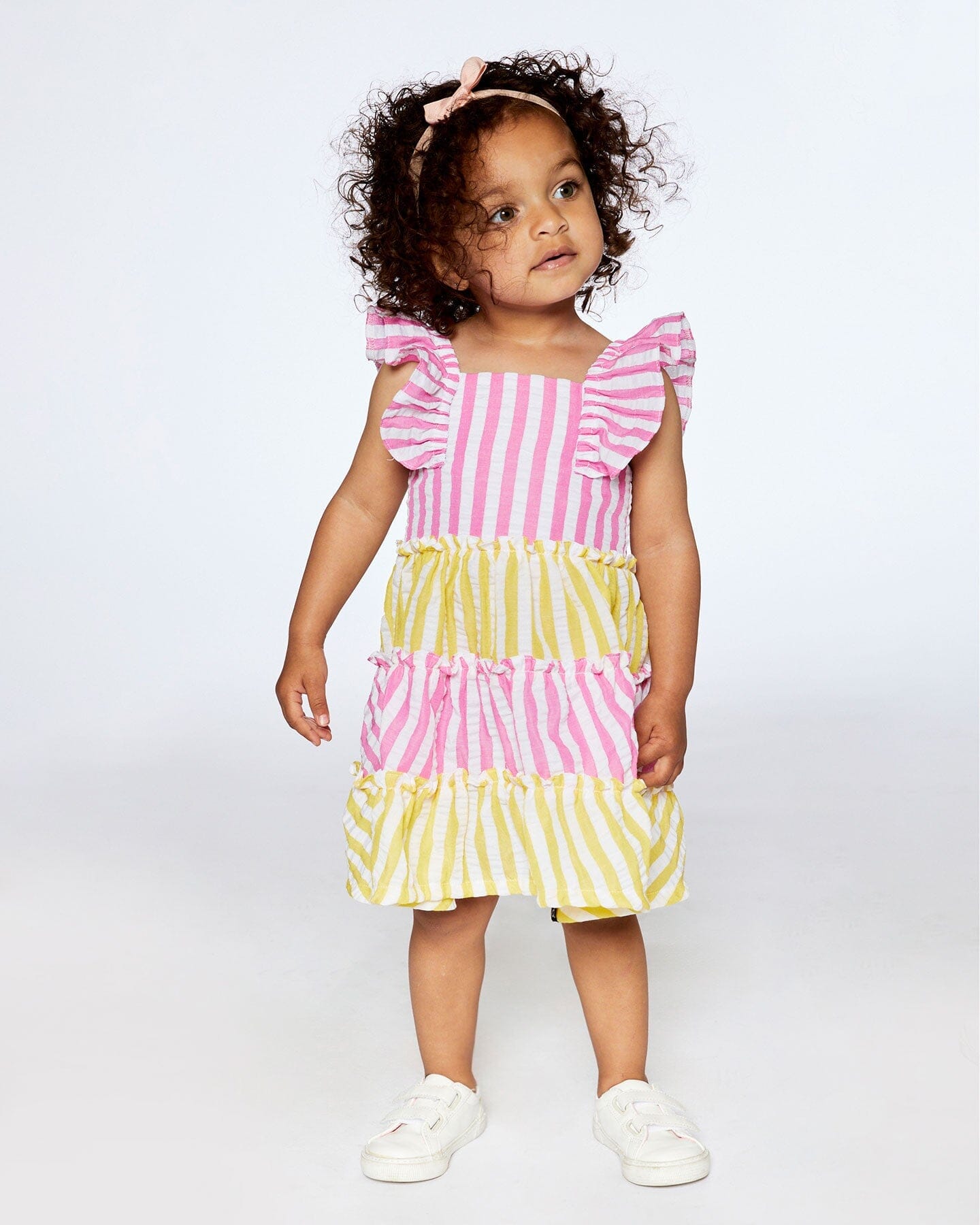 Striped Seersucker Dress Bubble Gum Pink