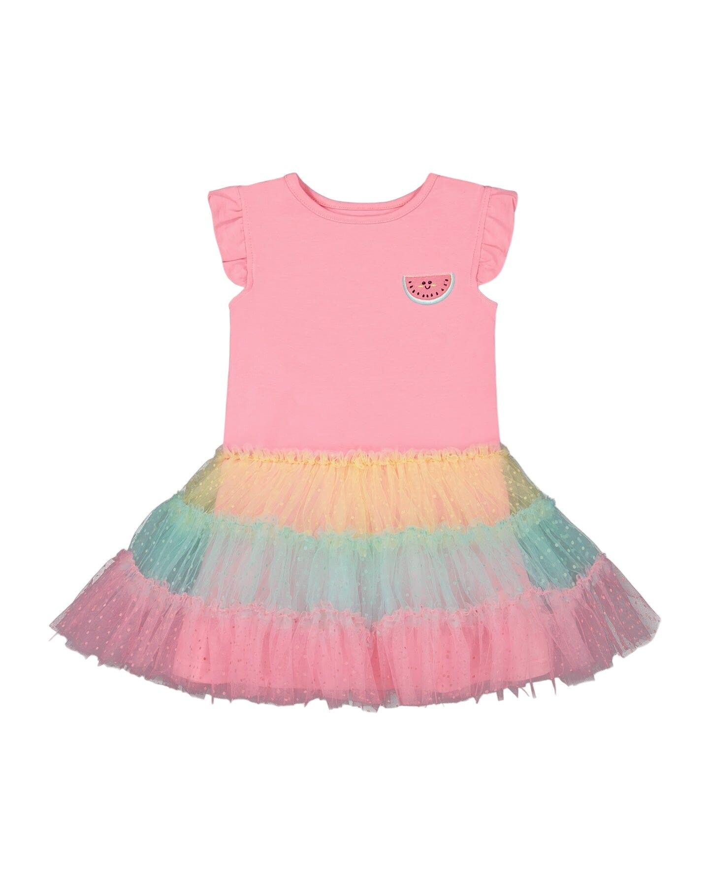 Short Sleeve Dress With Tulle Skirt Bubble Gum Pink