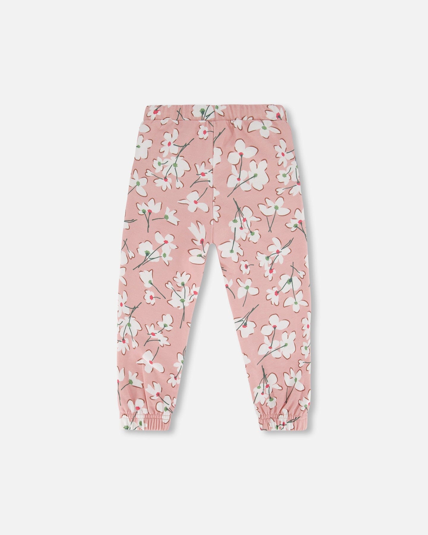 French Terry Sweatpant Pink Jasmine Flower Print