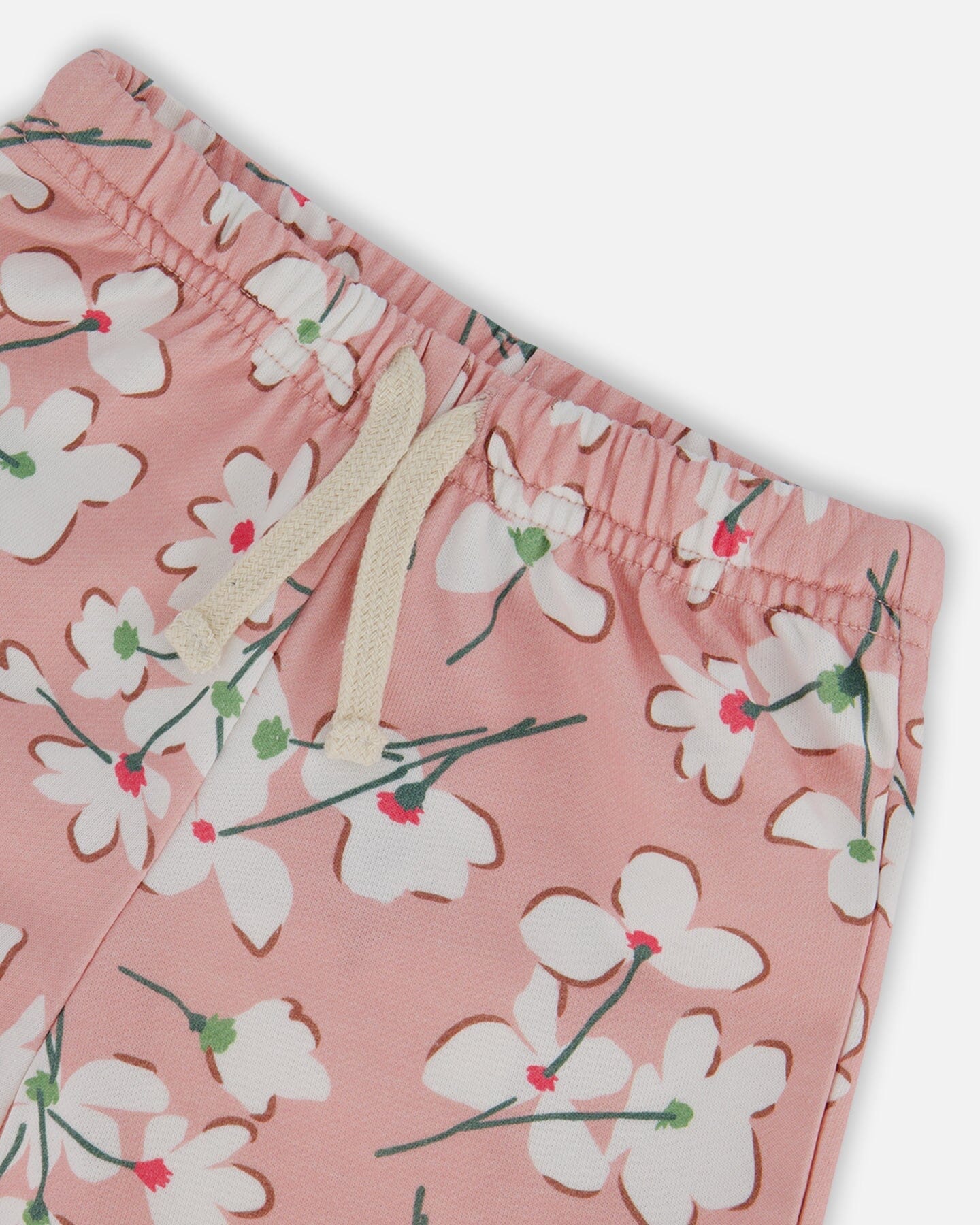 French Terry Short Pink Jasmine Flower Print