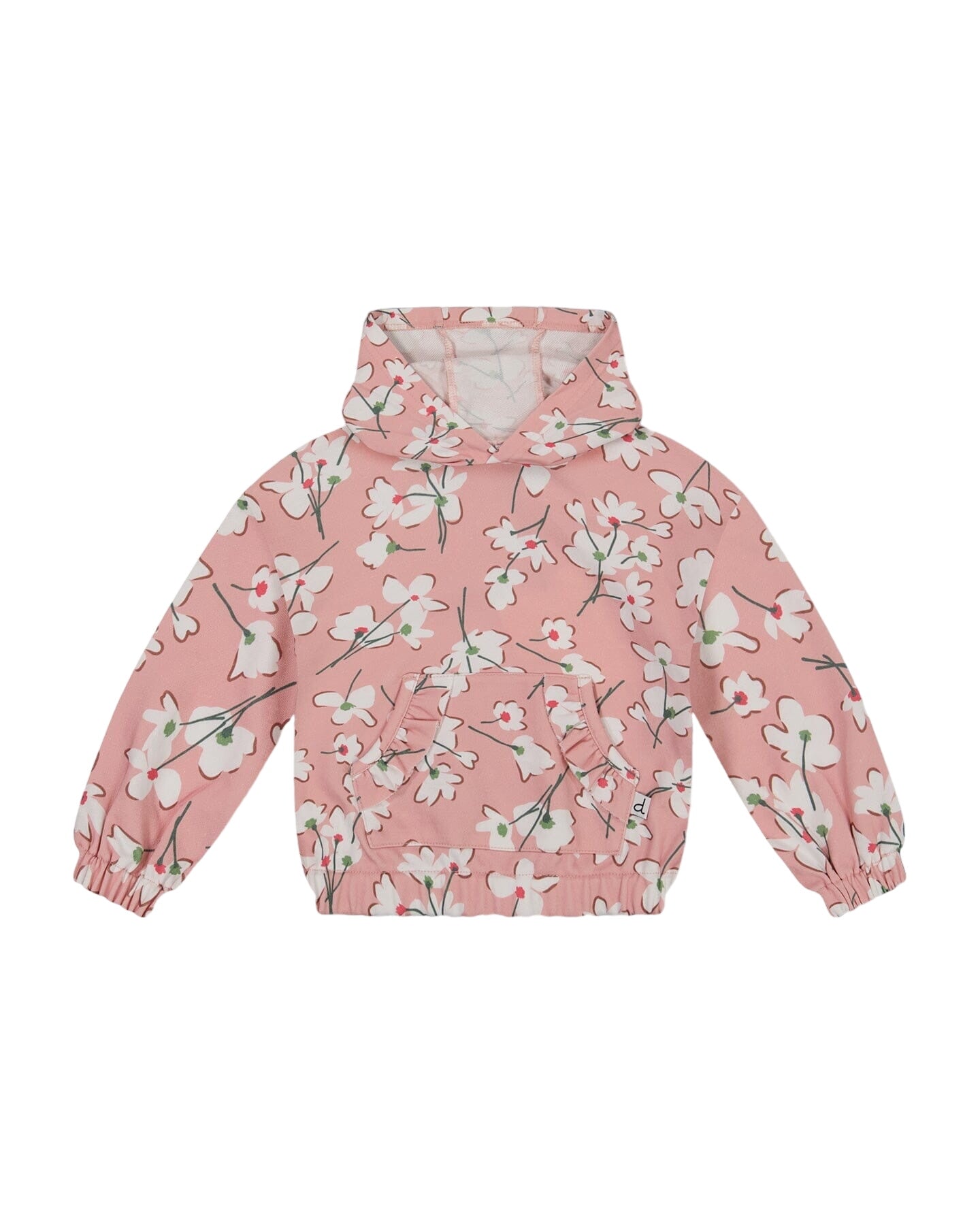 Hooded French Terry Sweatshirt Pink Jasmine Flower Print