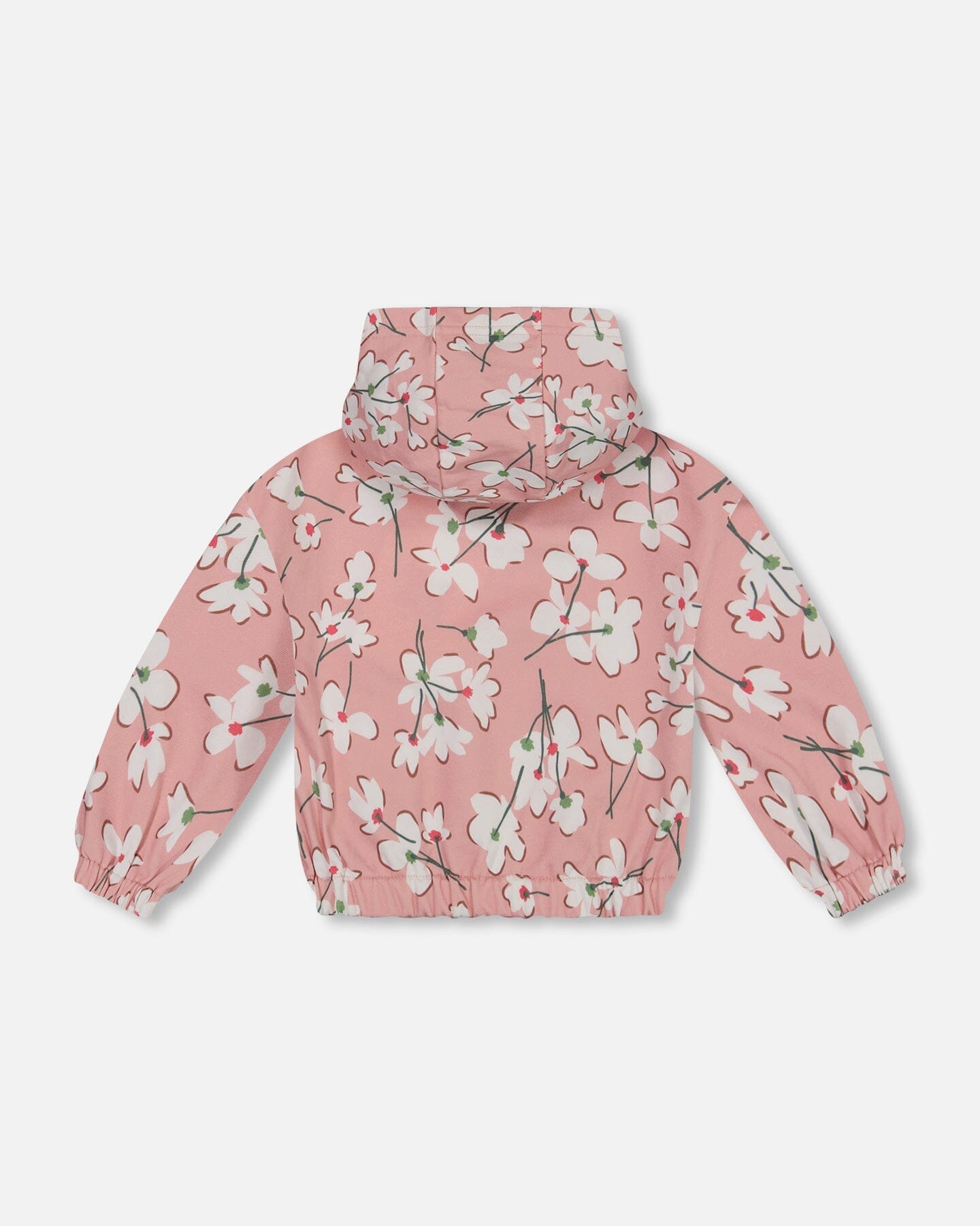 Hooded French Terry Sweatshirt Pink Jasmine Flower Print