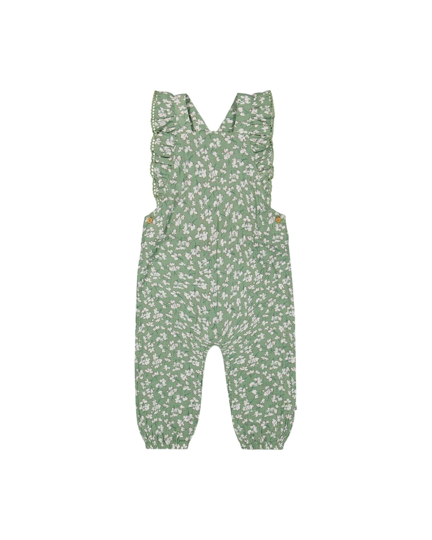 Muslin Printed Overall Green Jasmine Flower Print